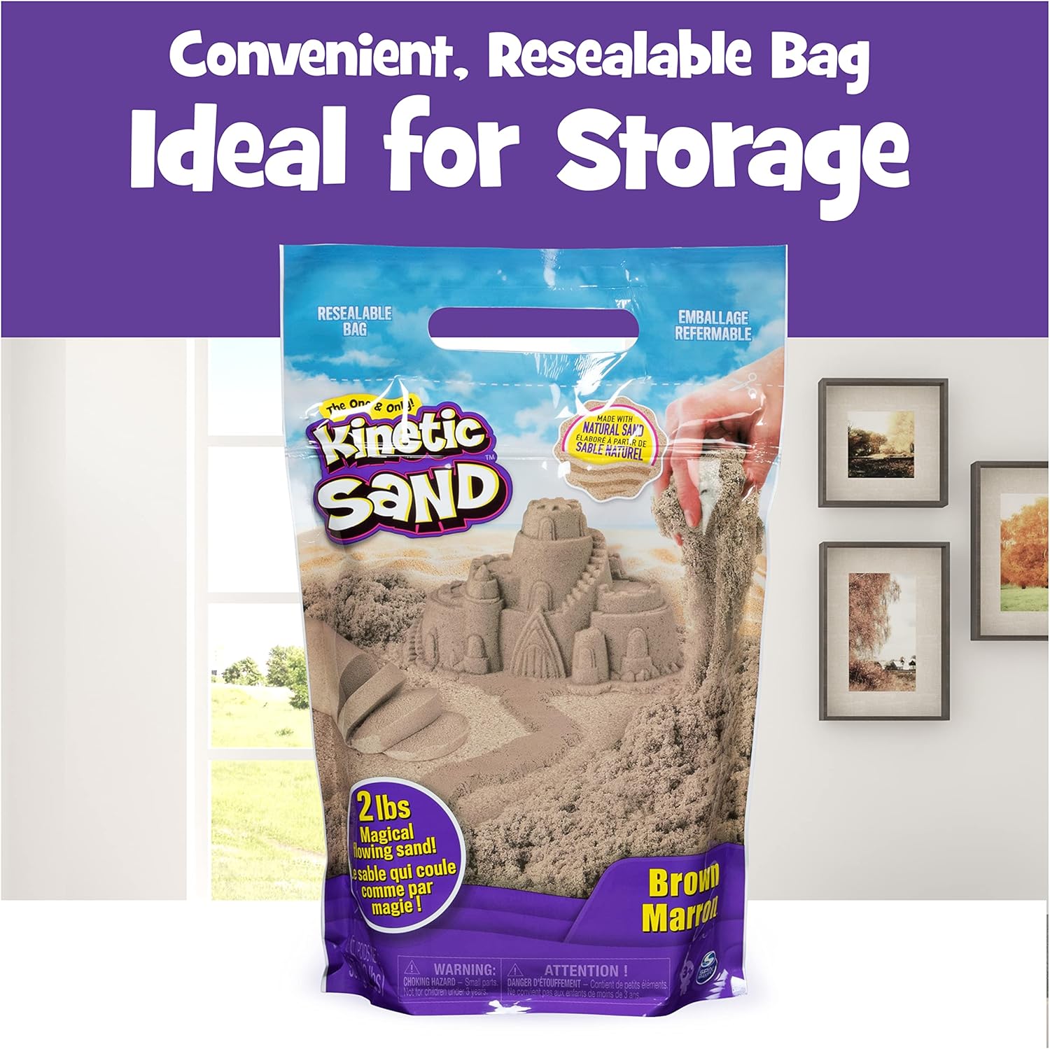 Kinetic Sand Naturbraun 907 g – Sensorischer Spielsand zum Drücken und Formen für Kinder 12