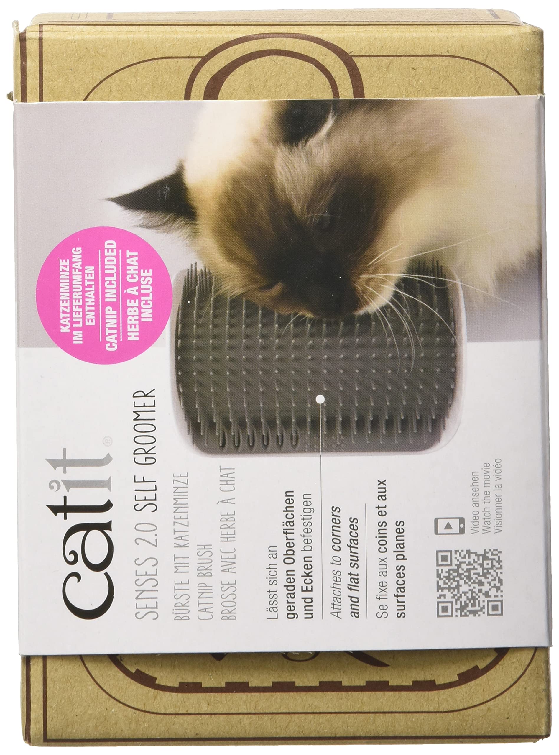 Catit Senses 2.0 Self Grooming Brush for Cats | Wall-Mounted, Collects Loose Hair | Gray 5