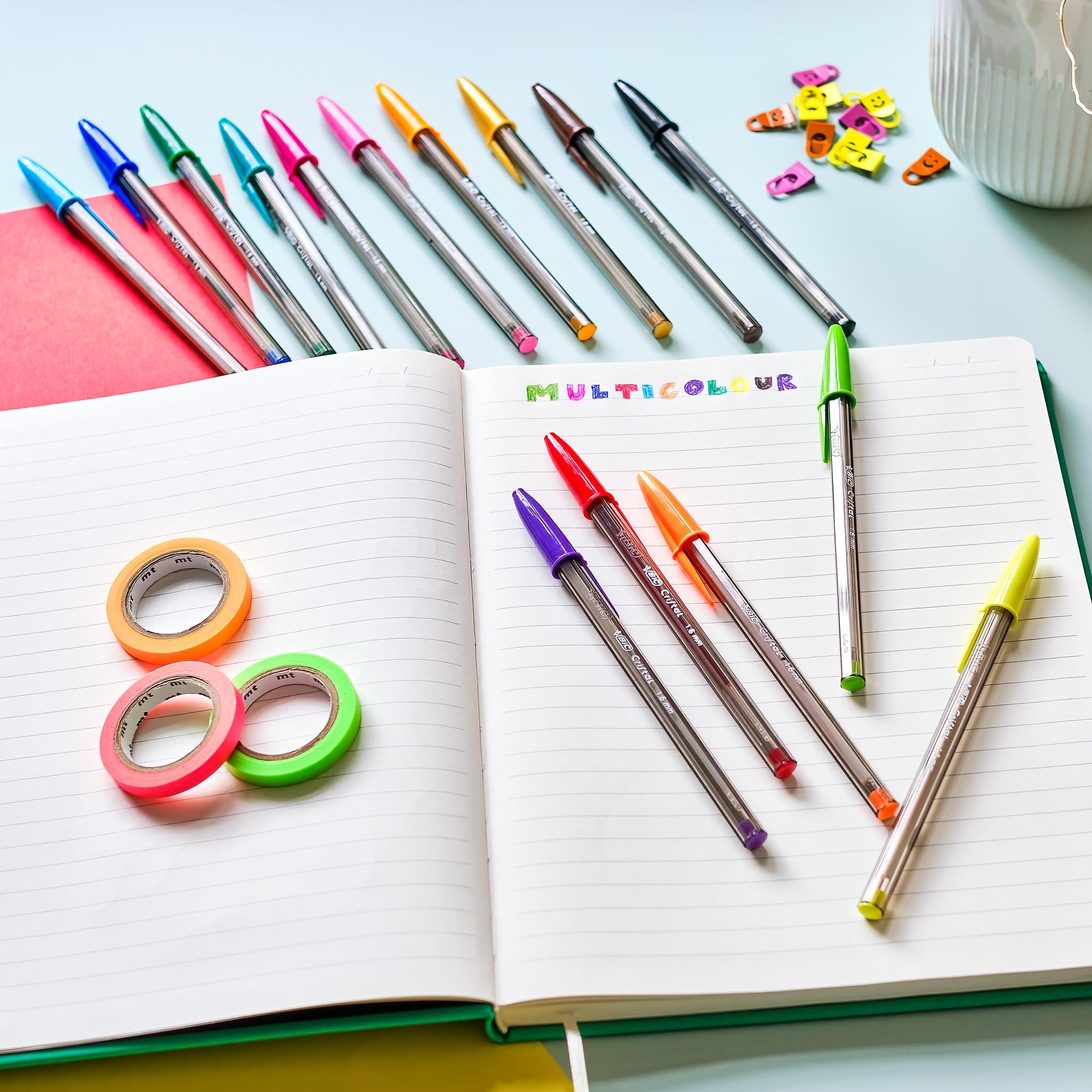 BIC Cristal Multicolour Ballpoint Pens - Broad 1.6mm Nib | Translucent Barrel | Pack of 20 3
