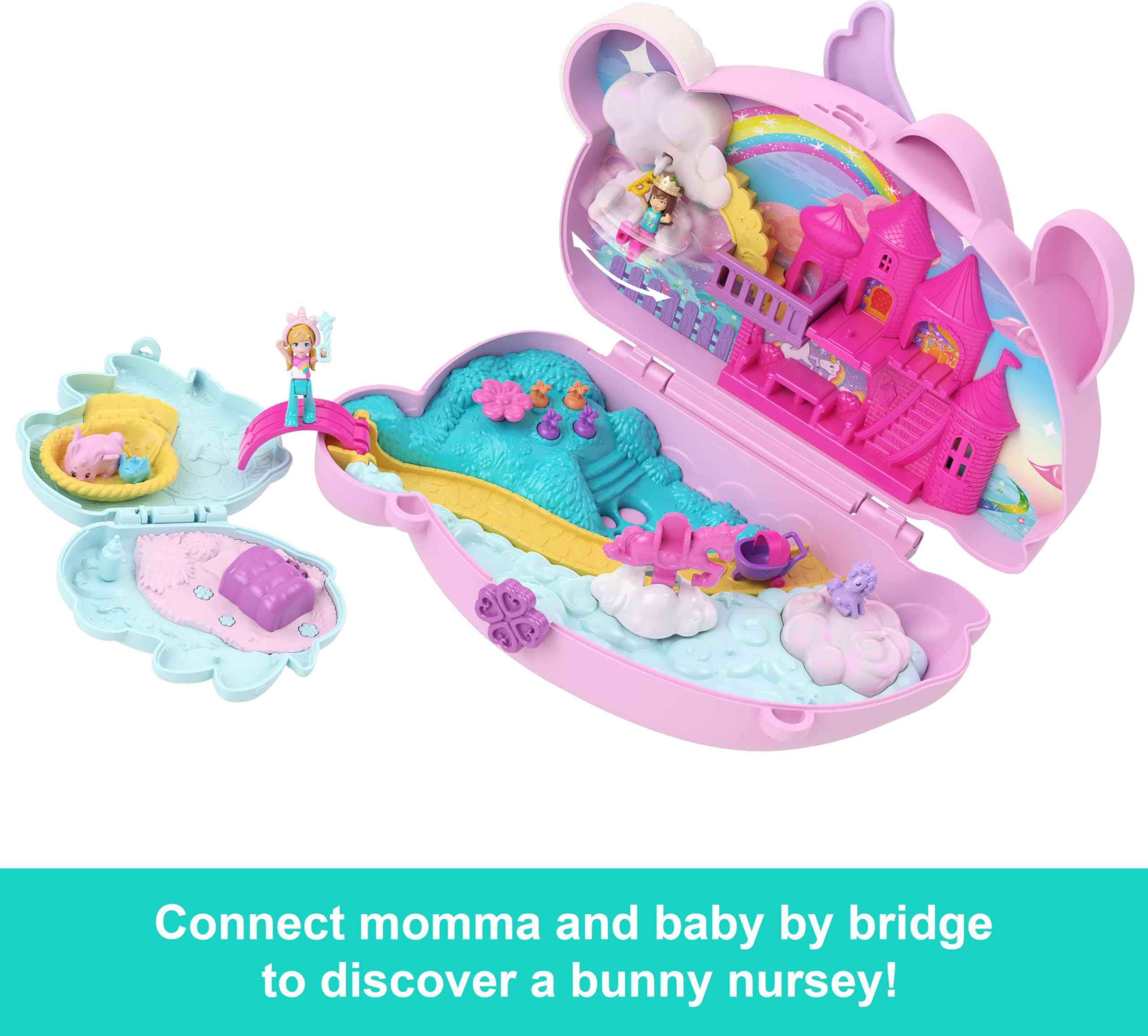 Polly Pocket 2-in-1 Bunny Fun Compact Purse Playset with Micro Dolls & Accessories 6