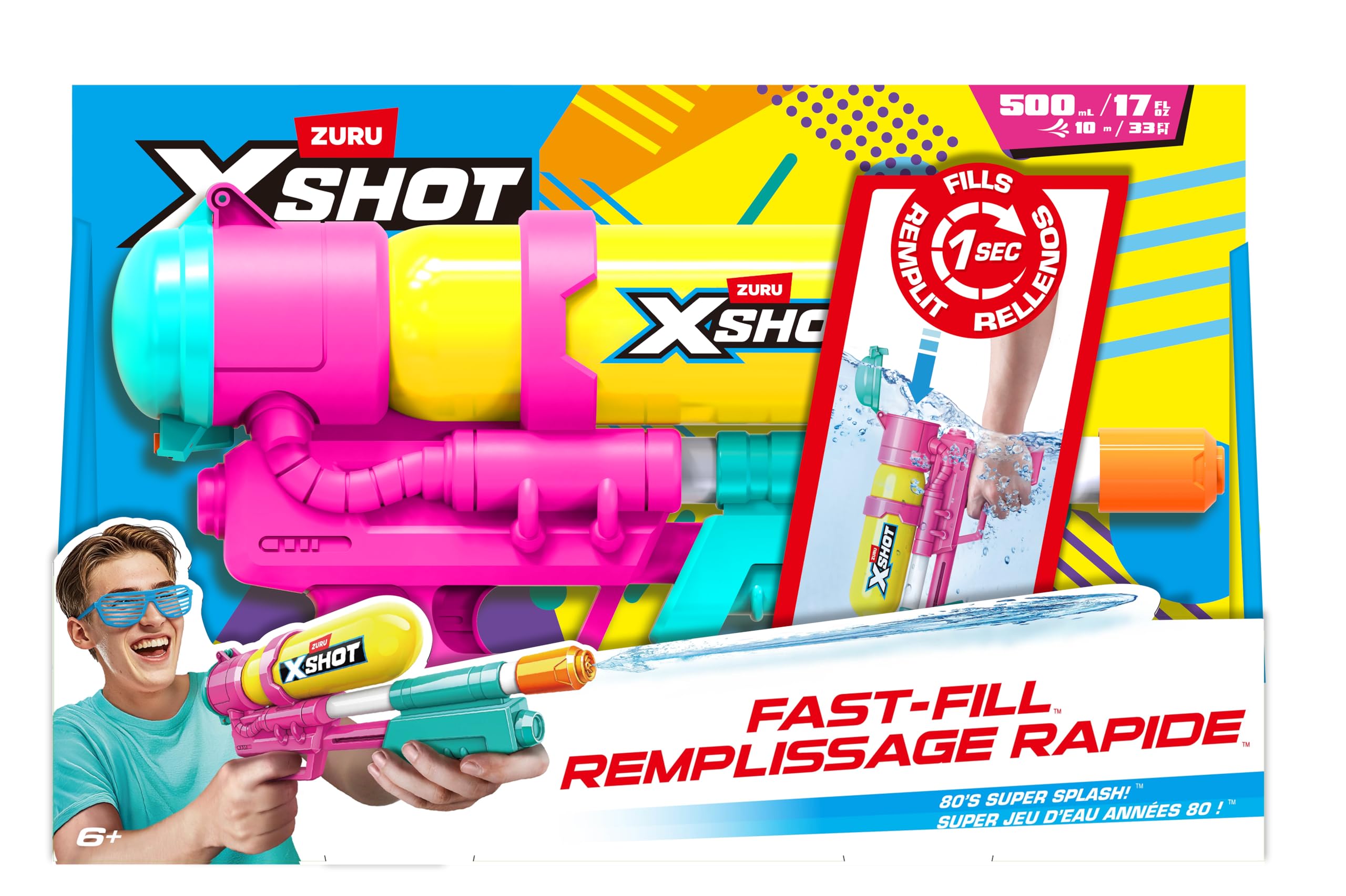 XSHOT Water Fast-Fill 80s Super Splash Water Blaster - 10M Range | 500ML Capacity | Purple 1