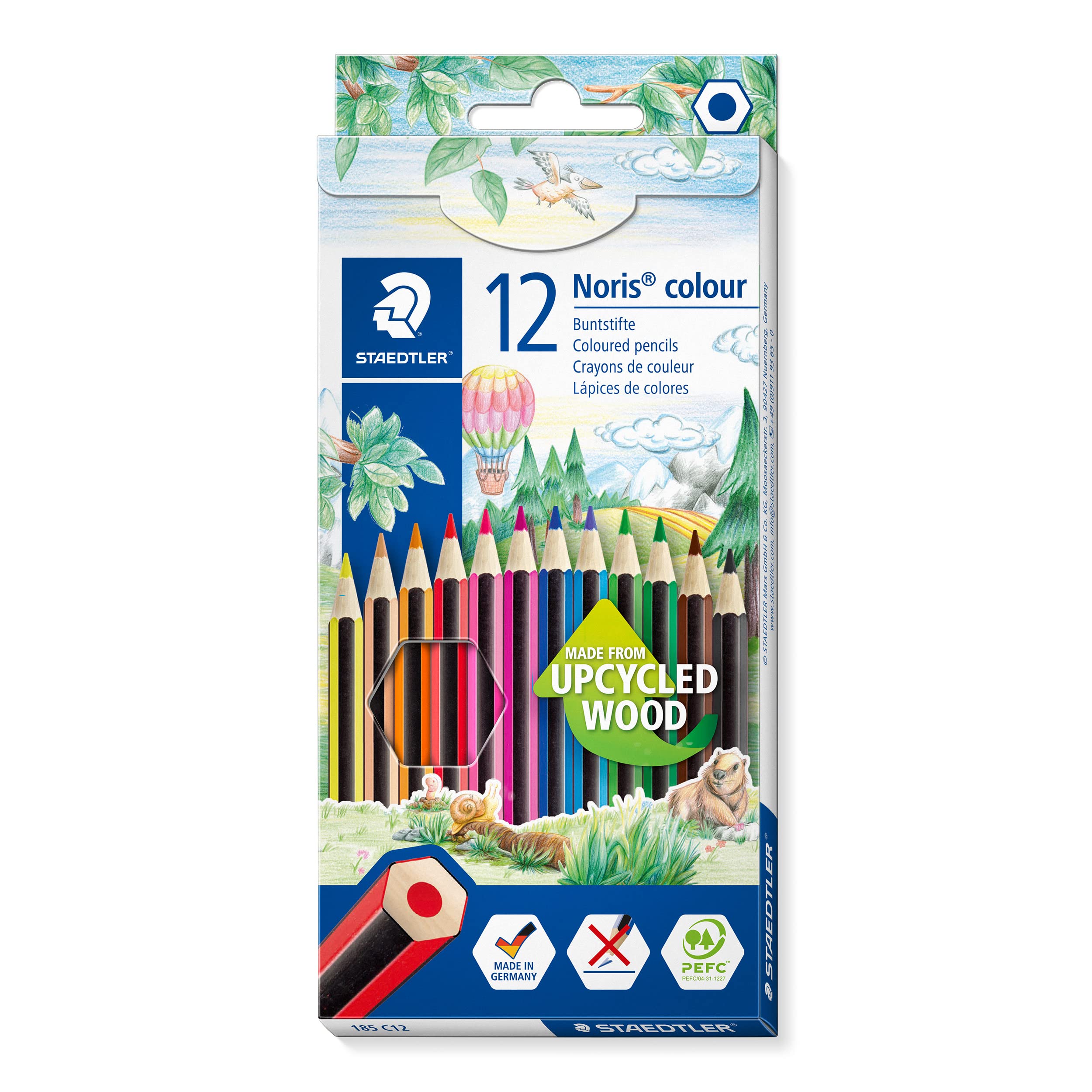 STAEDTLER Noris Colour Pencils - 12 Assorted Colours | Upcycled Wood | Pre-Sharpened 1