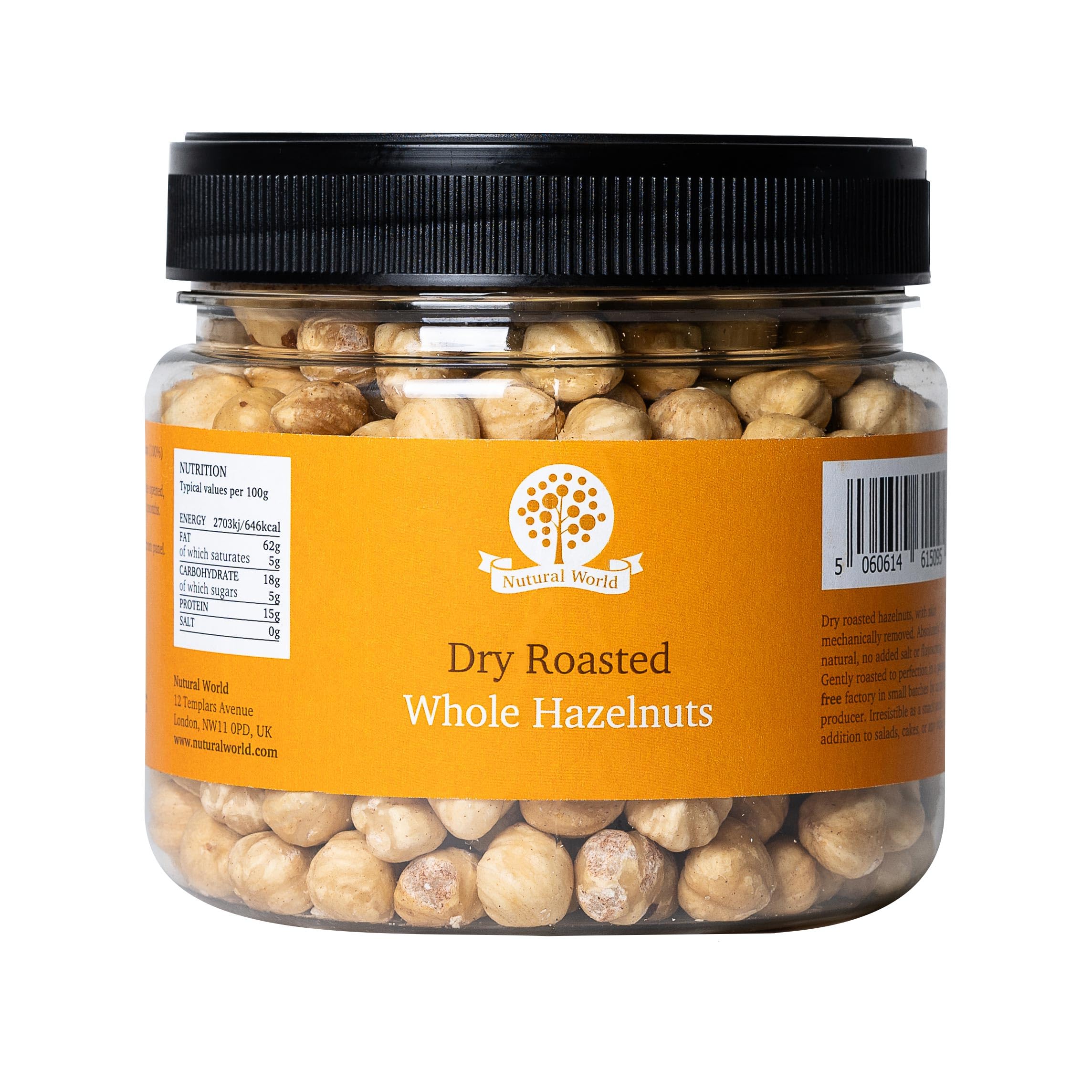 Nutural World - Dry Roasted Whole Hazelnuts - Unsalted (500g) - Great Taste Award Winner 5