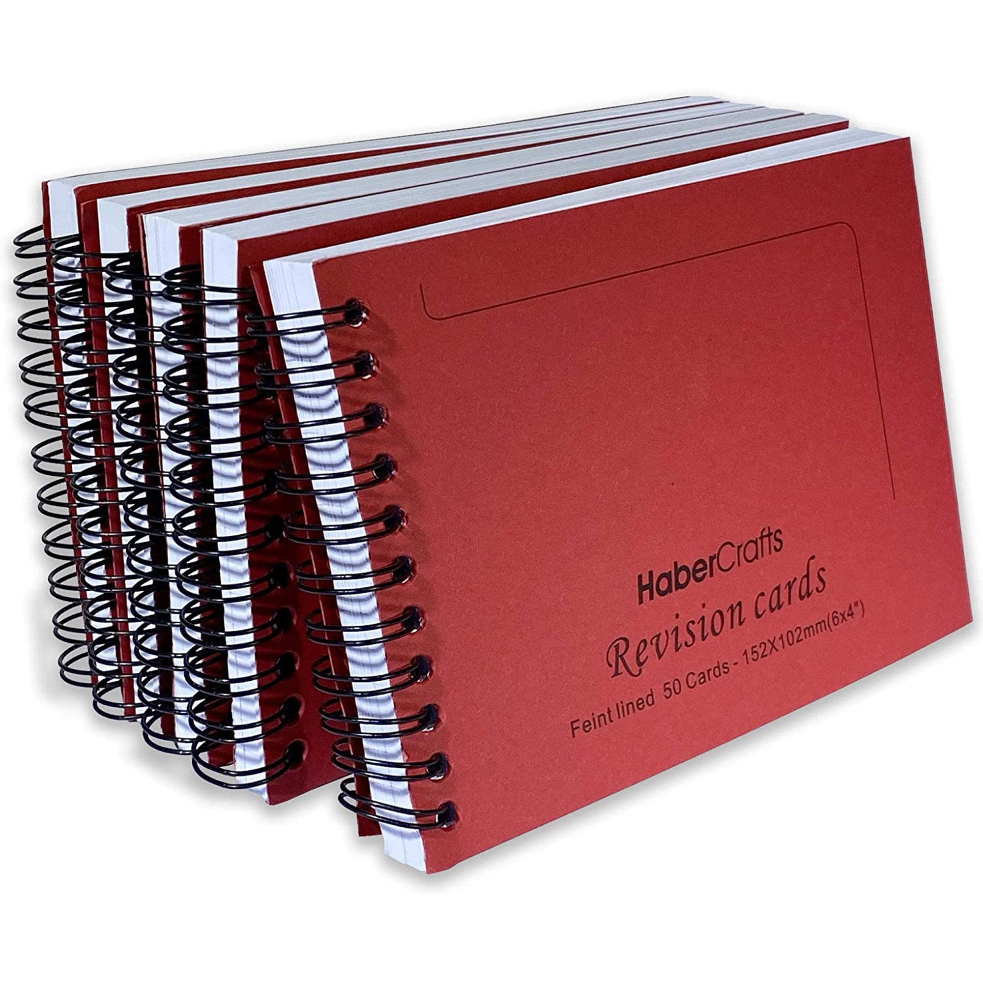 Habercrafts Wirebound Revision Flashcards - A6, 140gsm Ruled Card, Pack of 5 | Spiral Bound 1