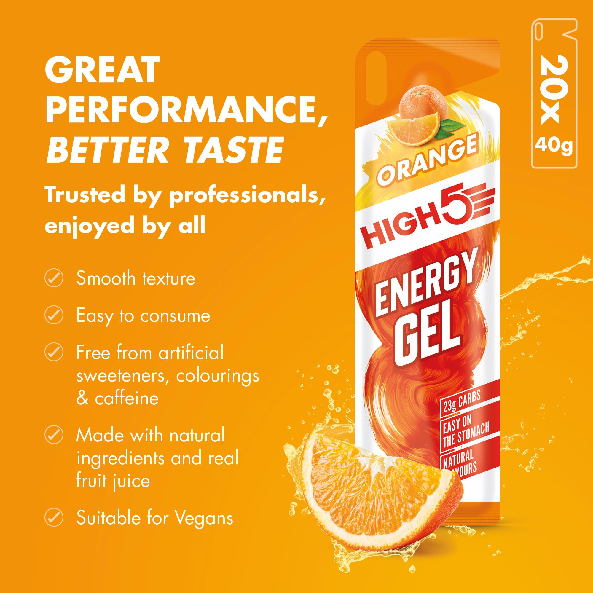 HIGH5 Energy Gel Pack – 20 Beutel à 40 g für Laufen, Radfahren, Ausdauersport – Natürlicher Fruchtsaft, koffeinfrei (verschiedene Geschmacksrichtungen) 6