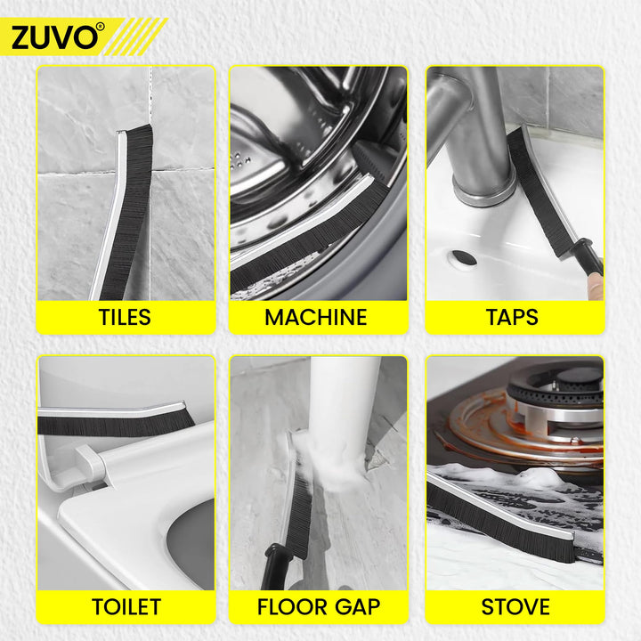 Zuvo Crevice Brush Set (2 Pack) – Hard Bristle Cleaning Tool for Grout, Gaps & Tight Spaces