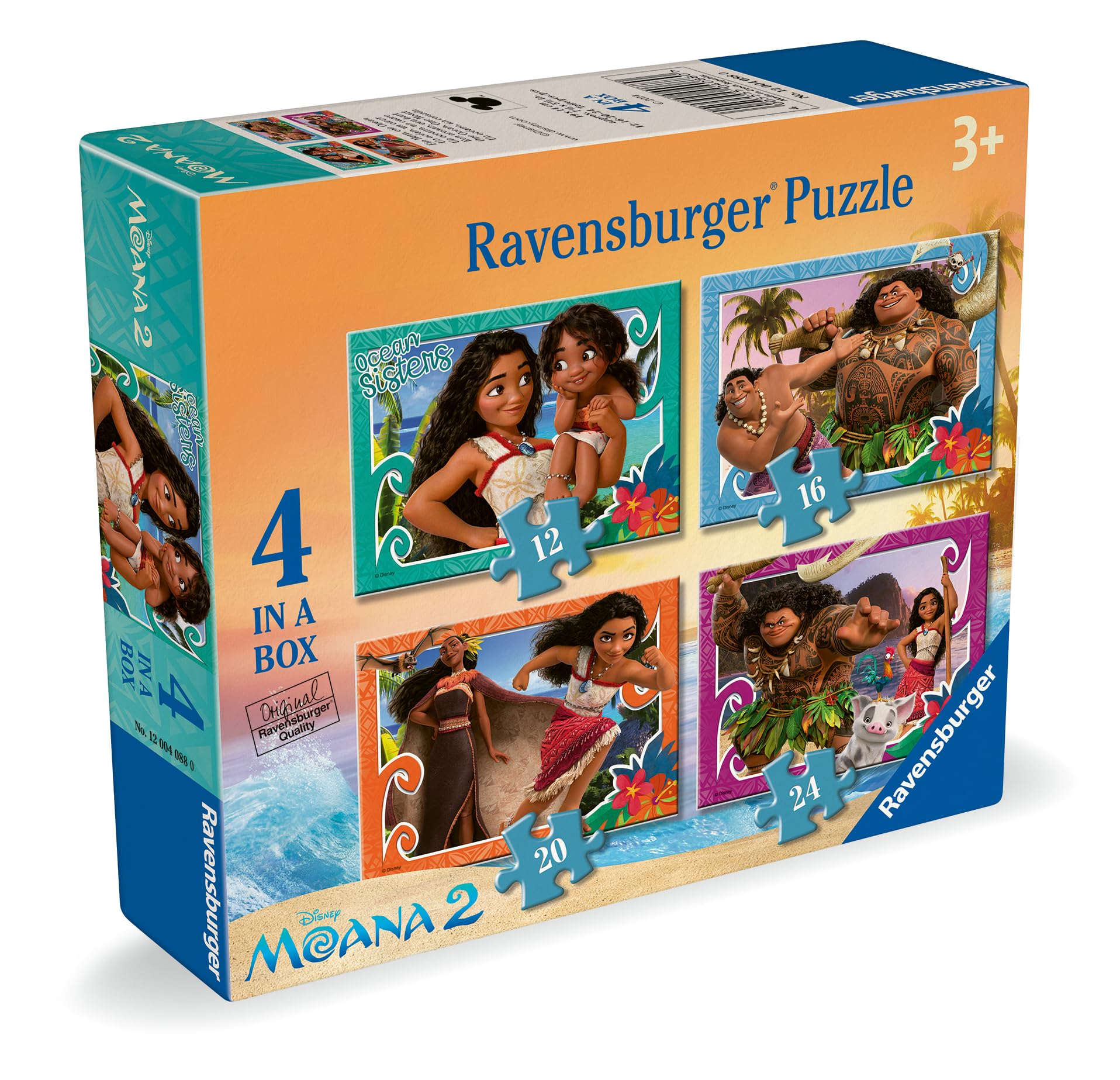 Ravensburger Disney Moana 2 Jigsaw Puzzles Set for Kids Age 3+ | 12, 16, 20, 24 Pieces