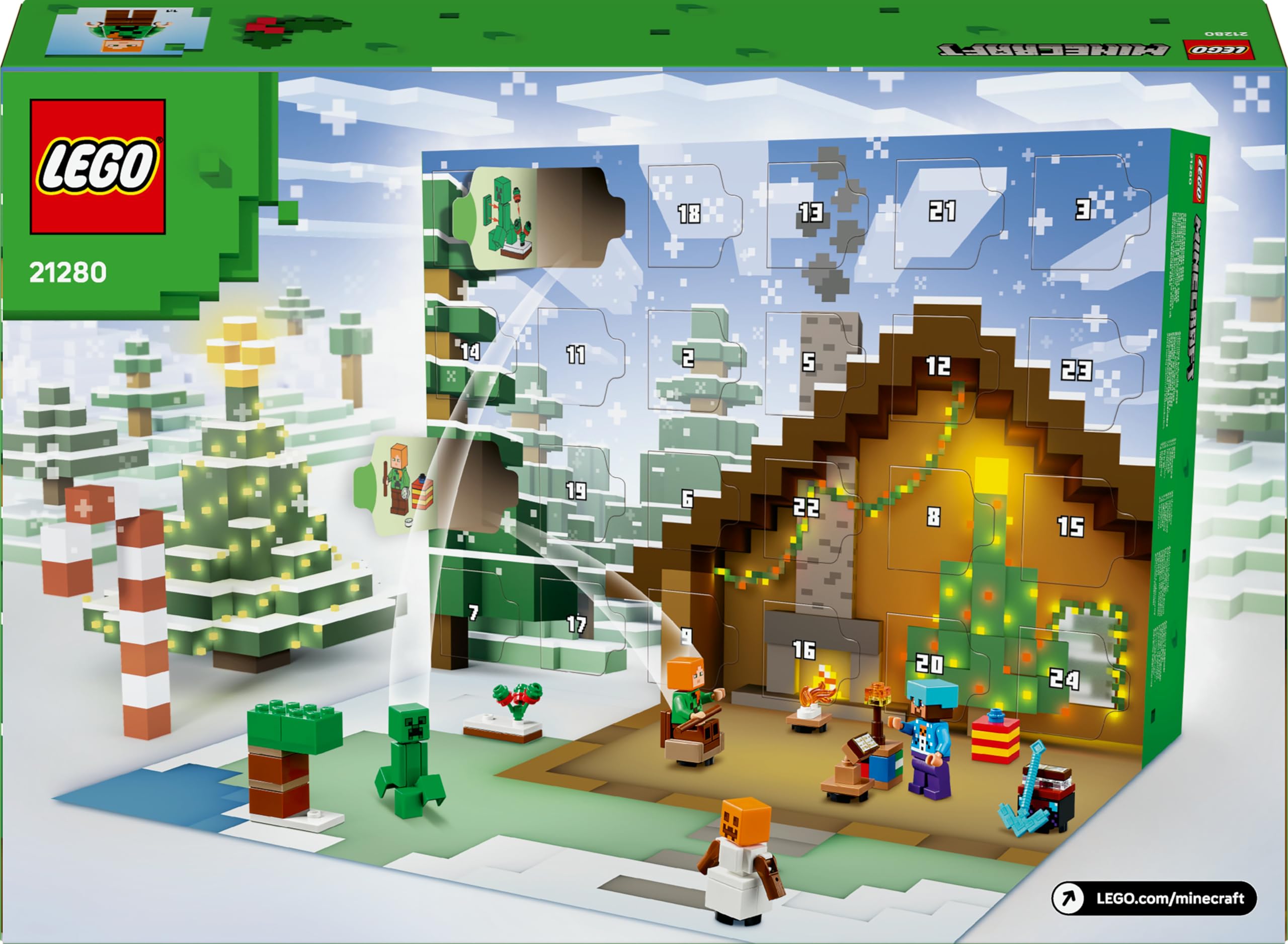 LEGO Minecraft Advent Calendar 2025 - 24-Day Buildable Toy with Minifigures & Winter Village Set 8