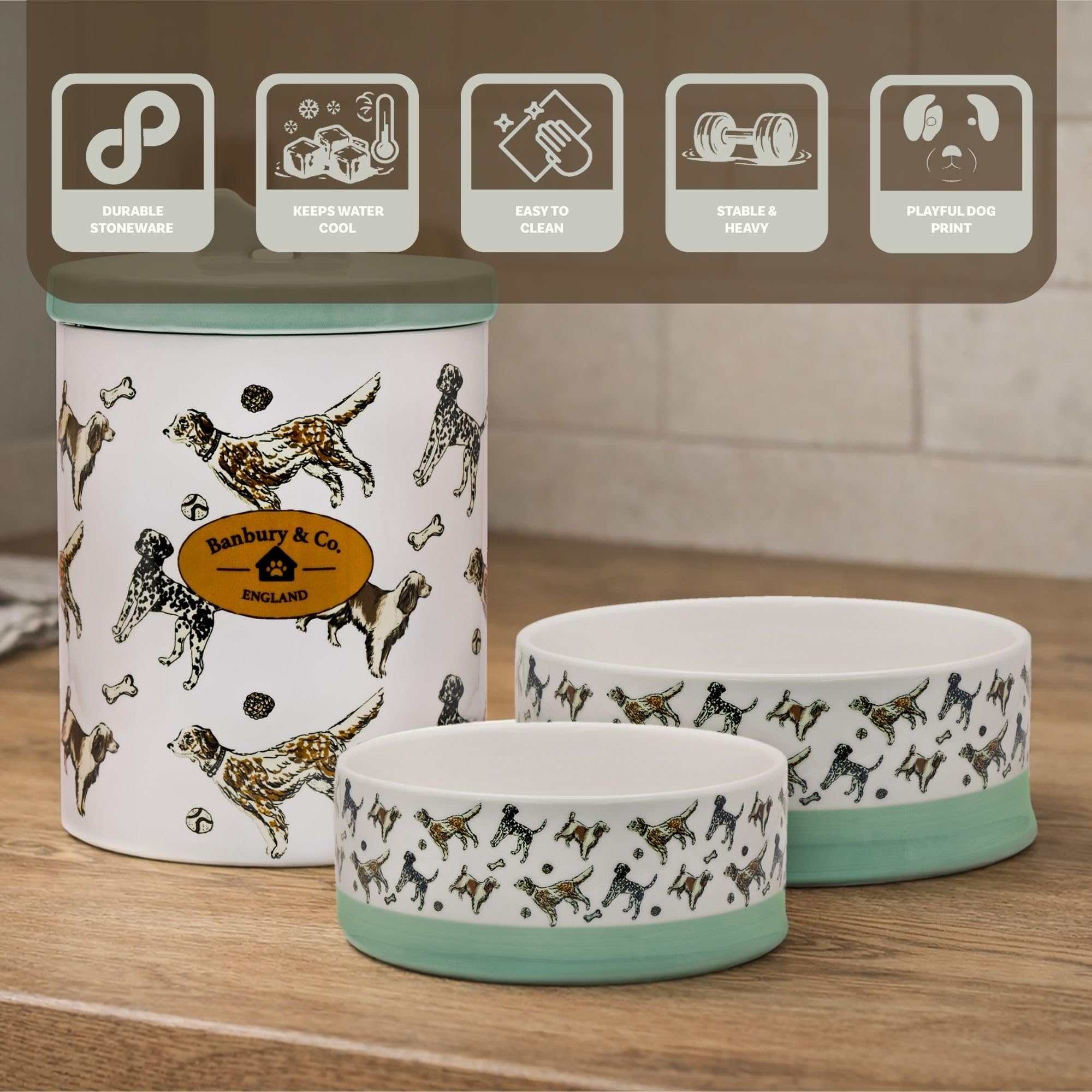 Banbury & Co Ceramic Dog Bowl - 750ml Capacity, Dishwasher Safe, Tip-Resistant 2