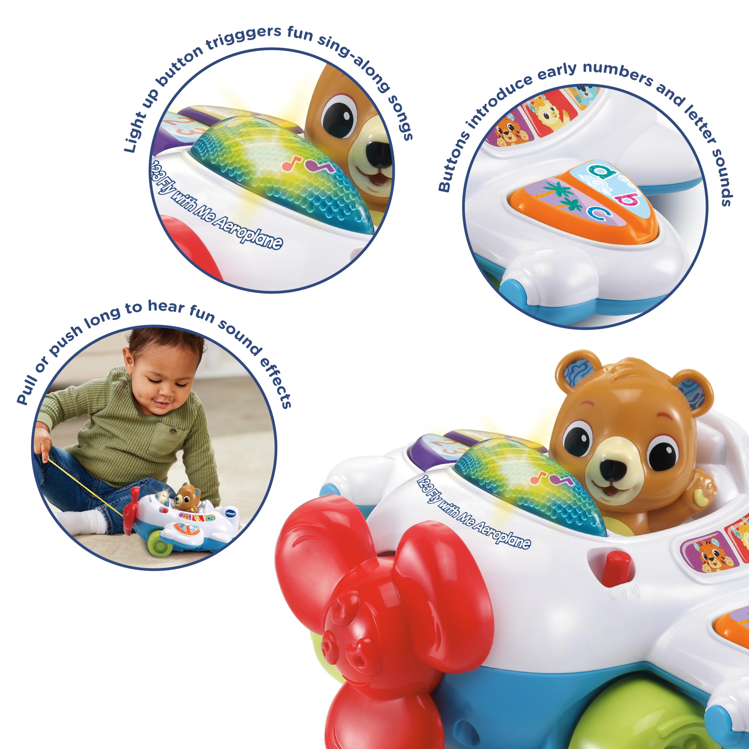 VTech Baby 123 Fly with Me Aeroplane - Interactive Pull-Along Toy | Ages 9-36 Months | Blue 2