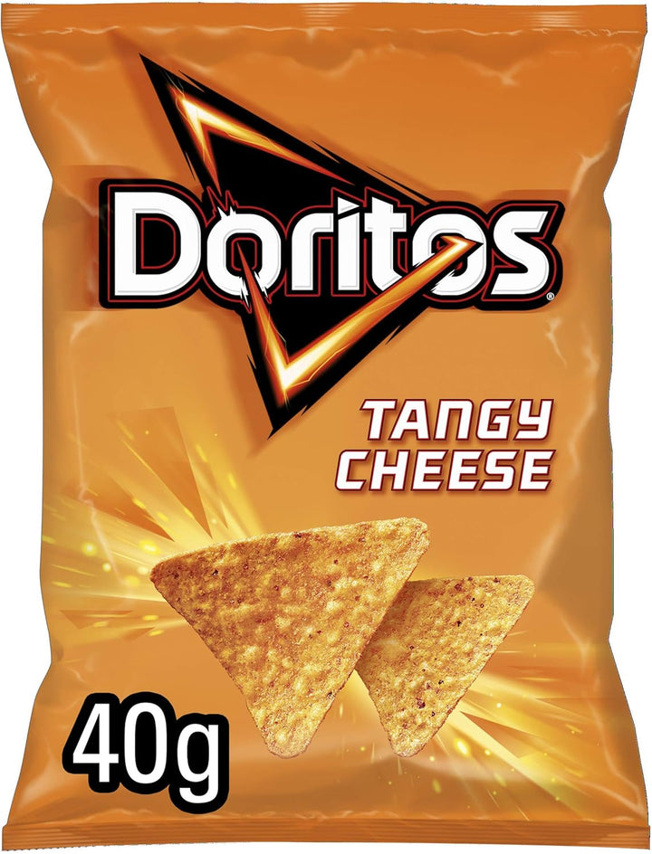 Doritos Tangy Cheese Tortilla Chips, 40g (Case of 32) - Bold Flavour, Vegetarian Crisps