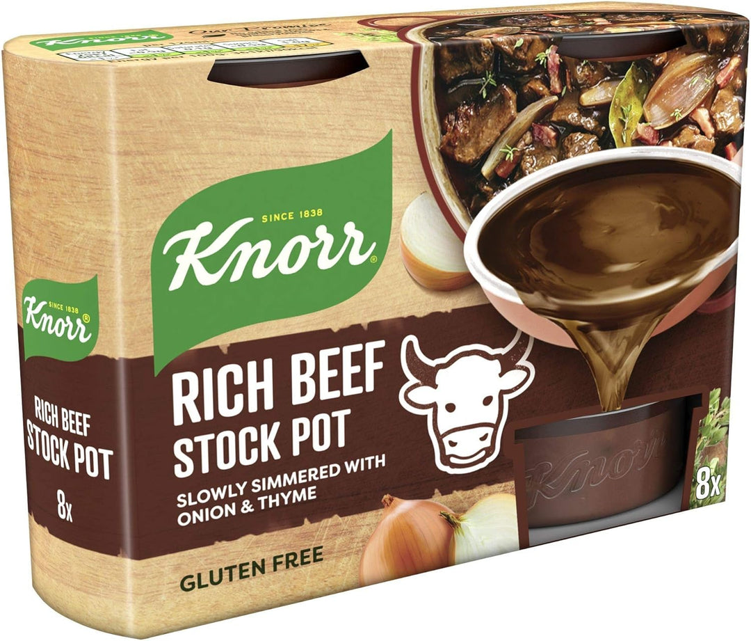 Knorr Rich Beef Gluten-Free Stock Pots - 8 x 28g