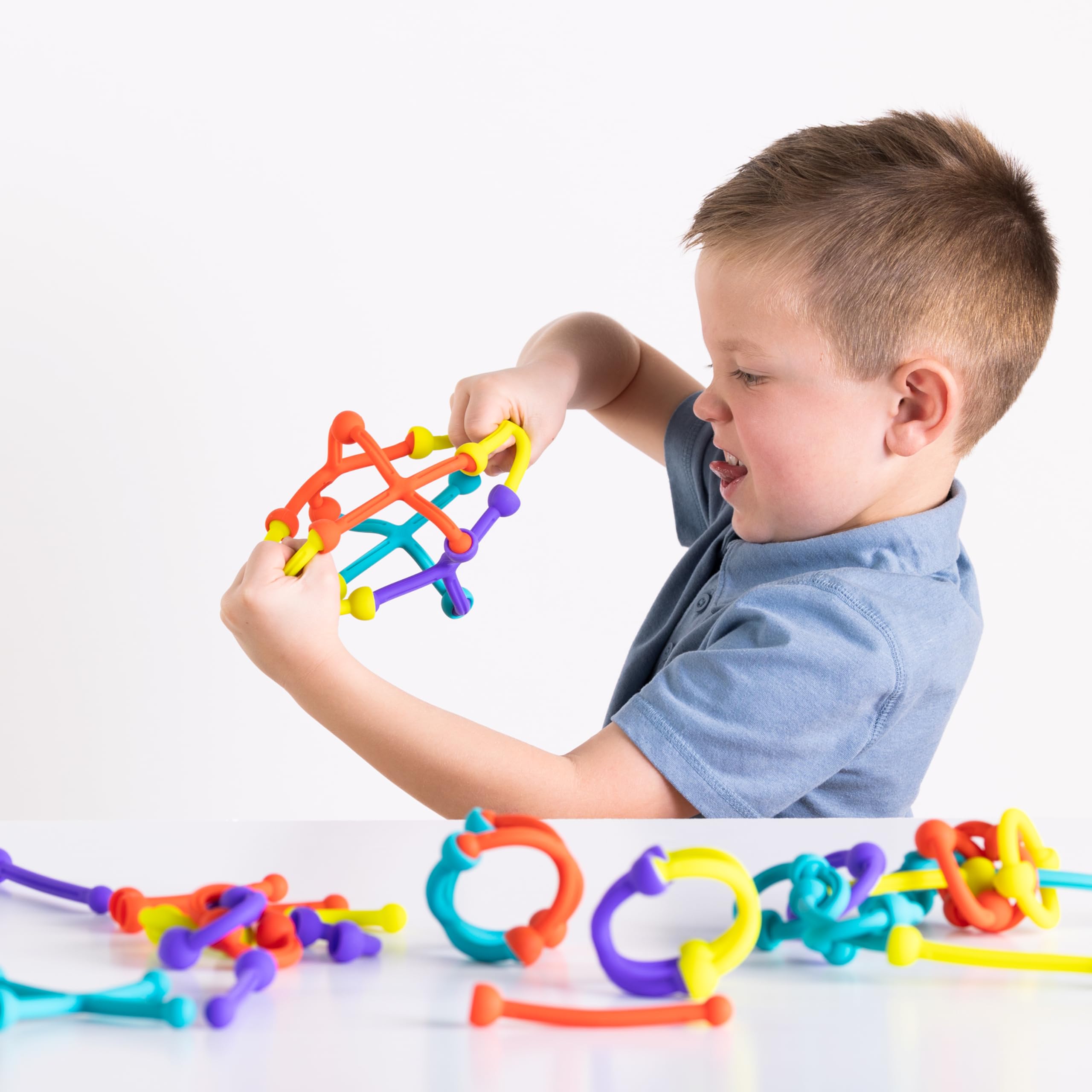 Fat Brain Toys Plip Kit - 52-Piece Bendy Silicone Building Set for Kids 3+ 9