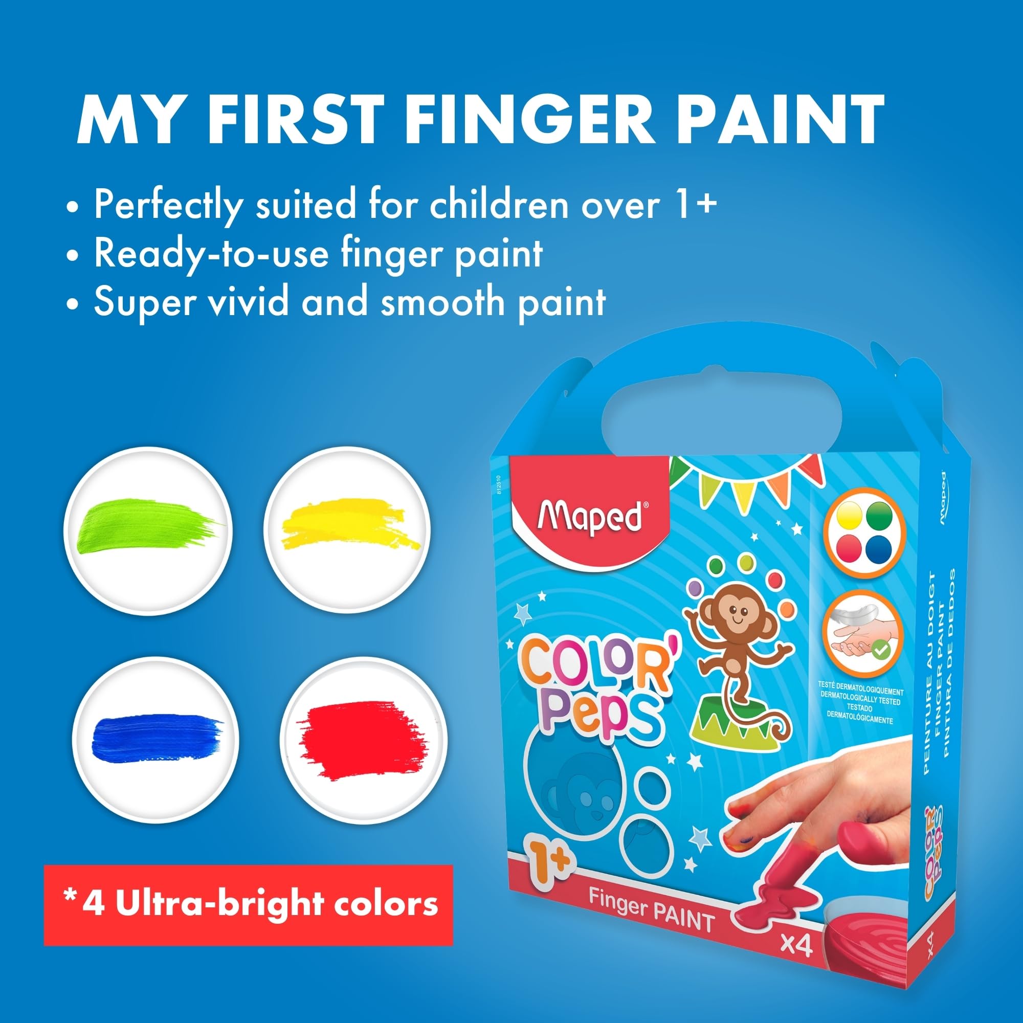 Maped Color'Peps My First Finger Paints - 4 Pots, Age 1+, Washable 2