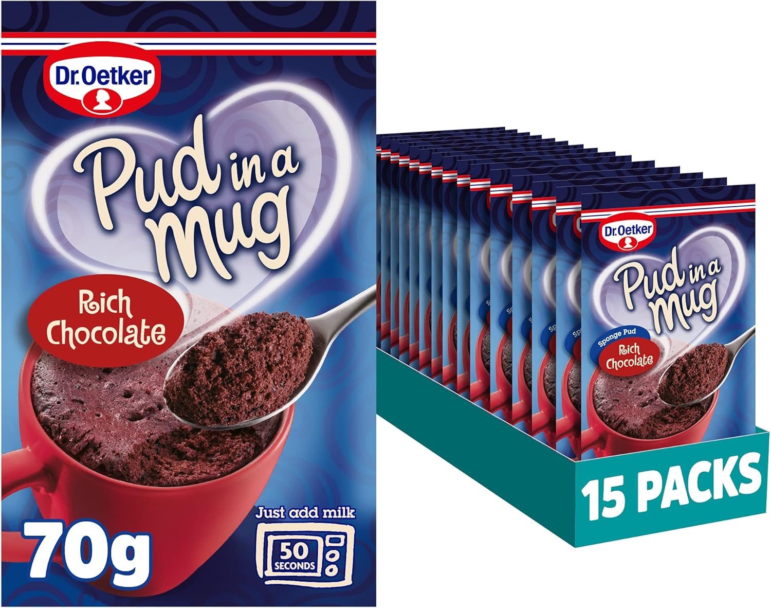 Dr. Oetker Rich Chocolate Pud in a Mug, 70g, Pack of 15 - Microwave Pudding Mix 1
