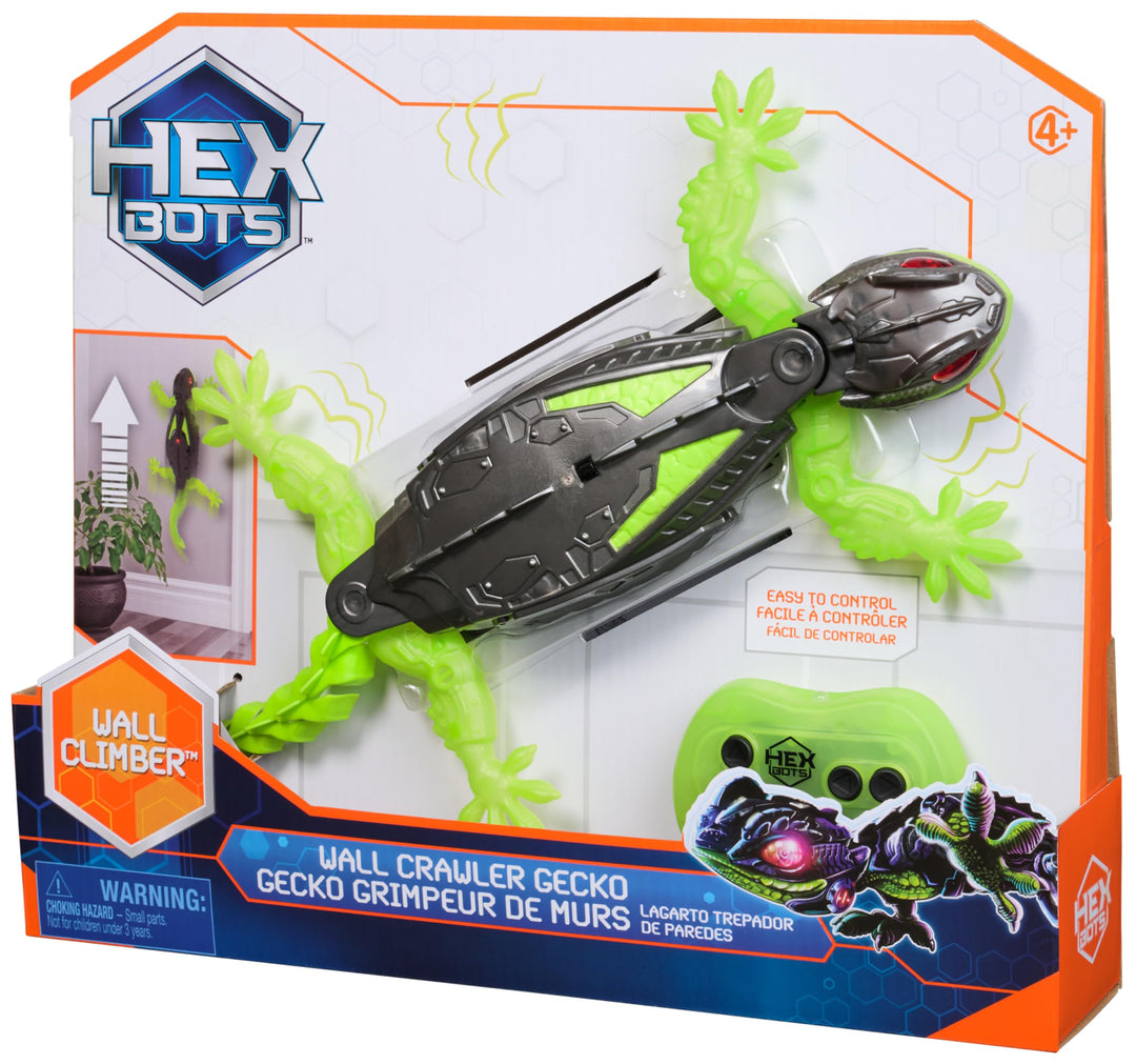 HEX BOTS Wall Crawler Gecko - Remote Control Climbing Robot Toy for Kids 4+