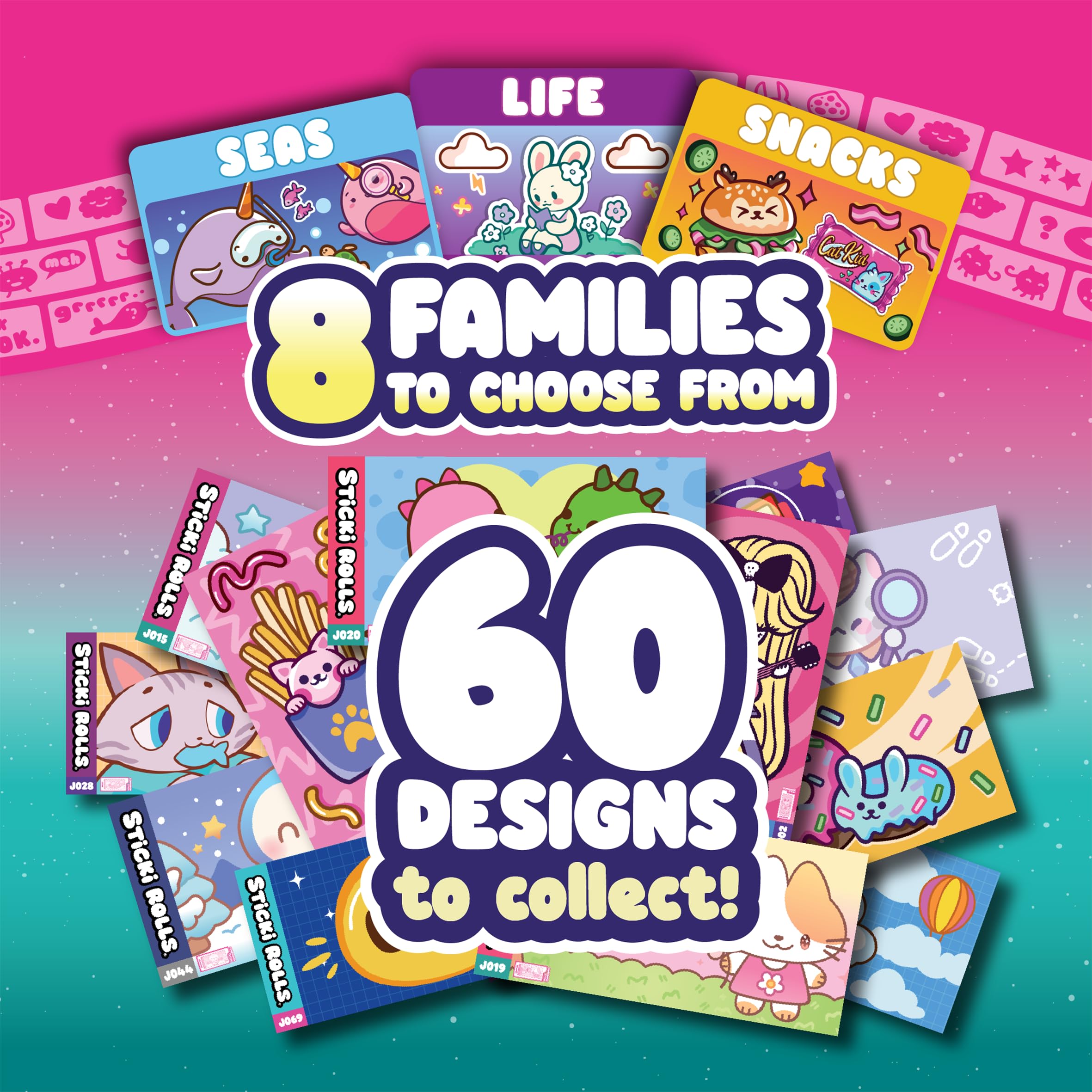 Sticki Rolls Jumbo Stickies - Giant Re-Stickable Foil Stickers, Multicolor Collectible Art (JS100ECDU-12) 3