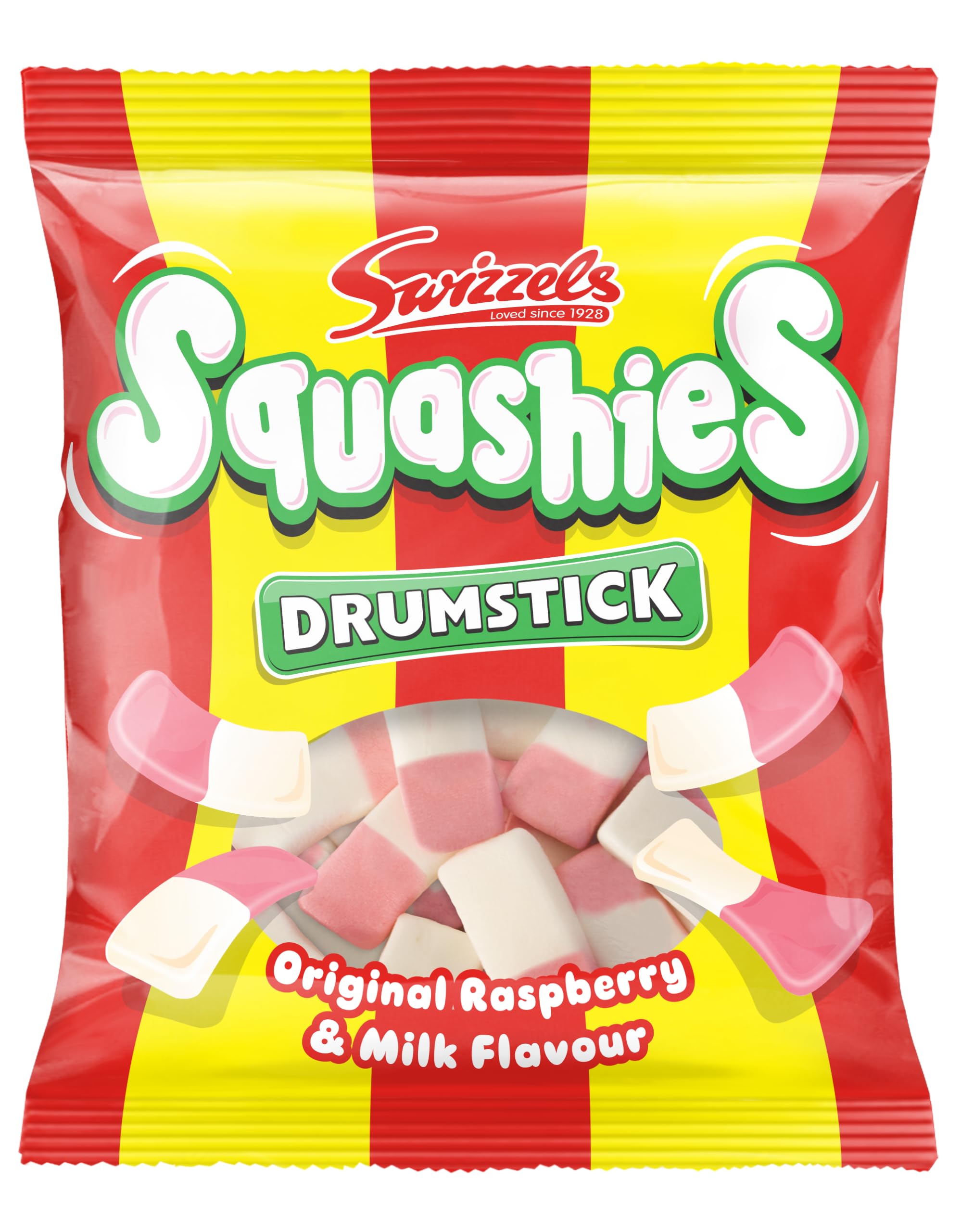 Swizzels Drumstick Squashies Original Sweets - Raspberry & Milk Foam Gums | 120g Pack 1