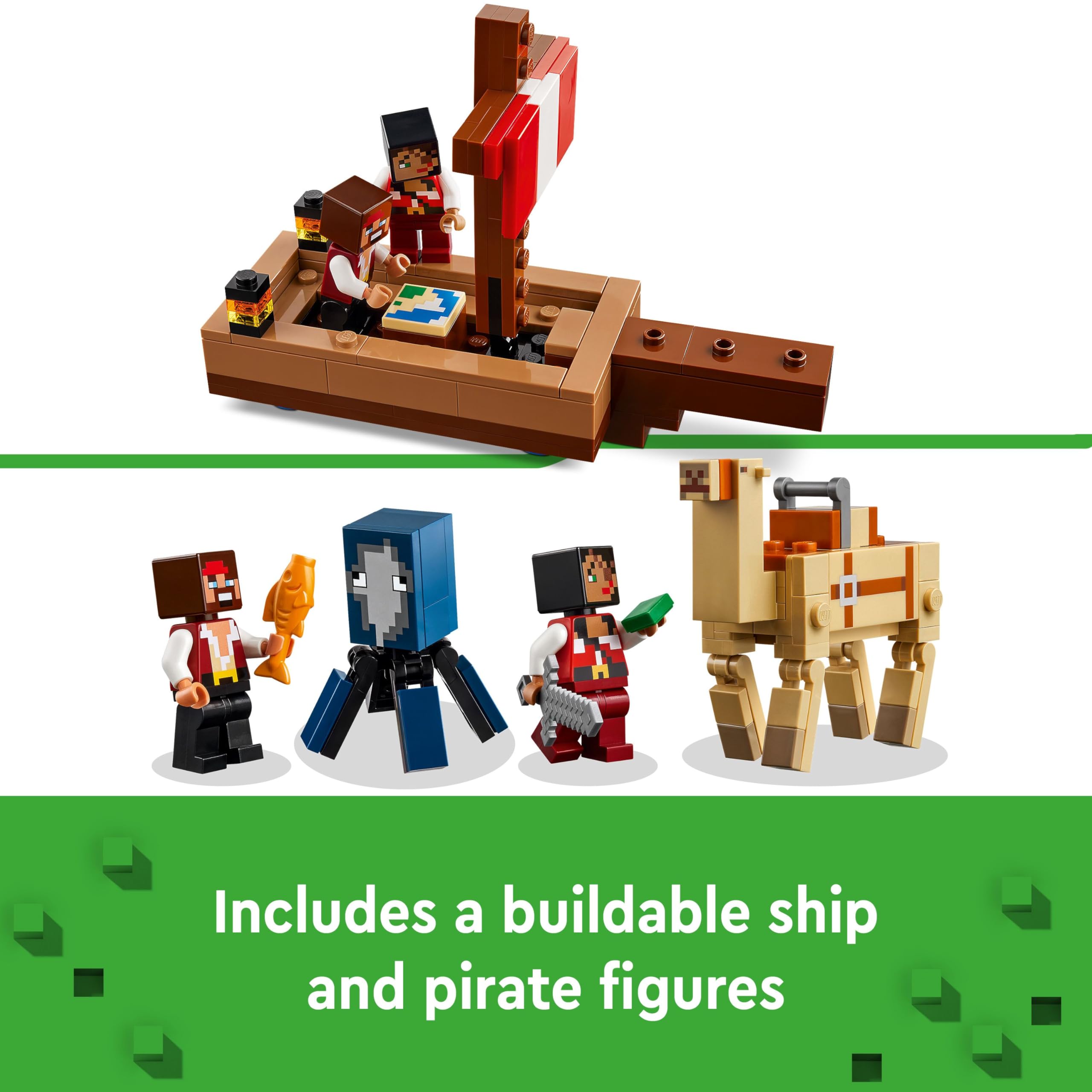 LEGO Minecraft The Pirate Ship Voyage - Building Set with Pirate Figures & Camel for Ages 8+ 11
