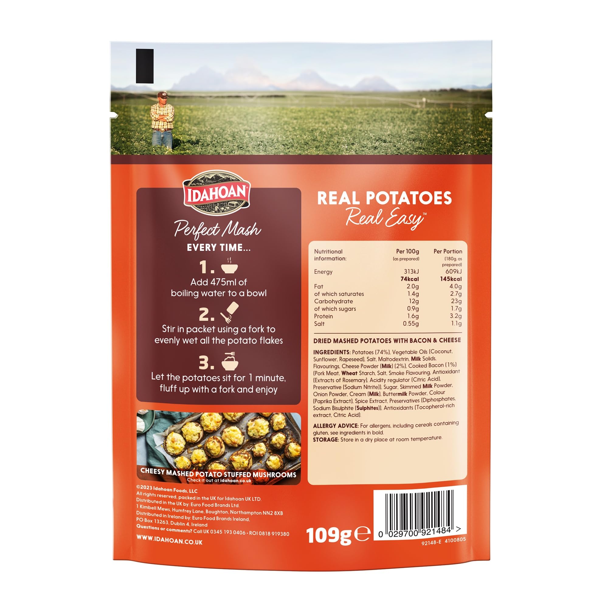 Idahoan Bacon & Cheese Instant Mashed Potatoes, 109g, Pack of 12 2