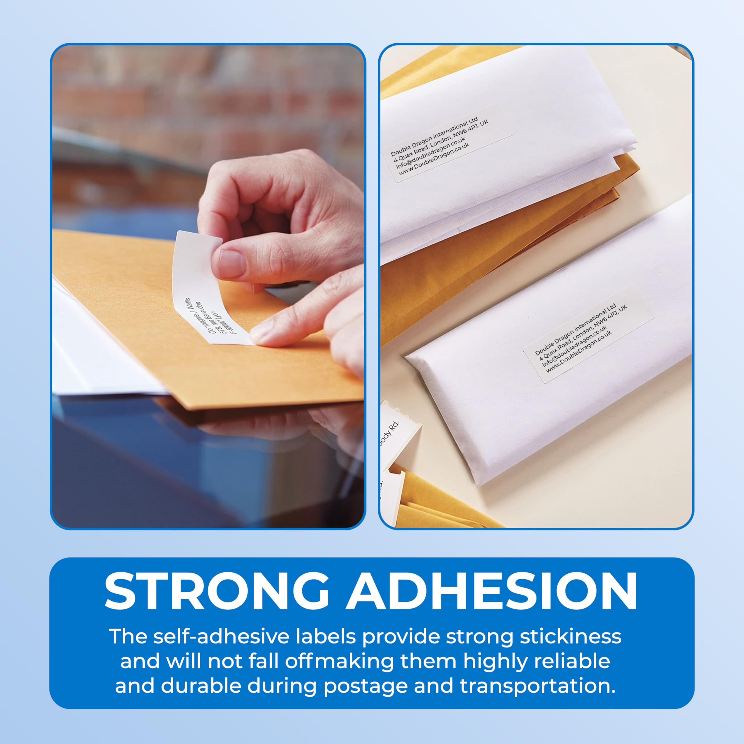 Double Dragon Address Labels - 250 Labels/Roll | 89mm x 36mm | Self-Adhesive for Laser/Inkjet 2