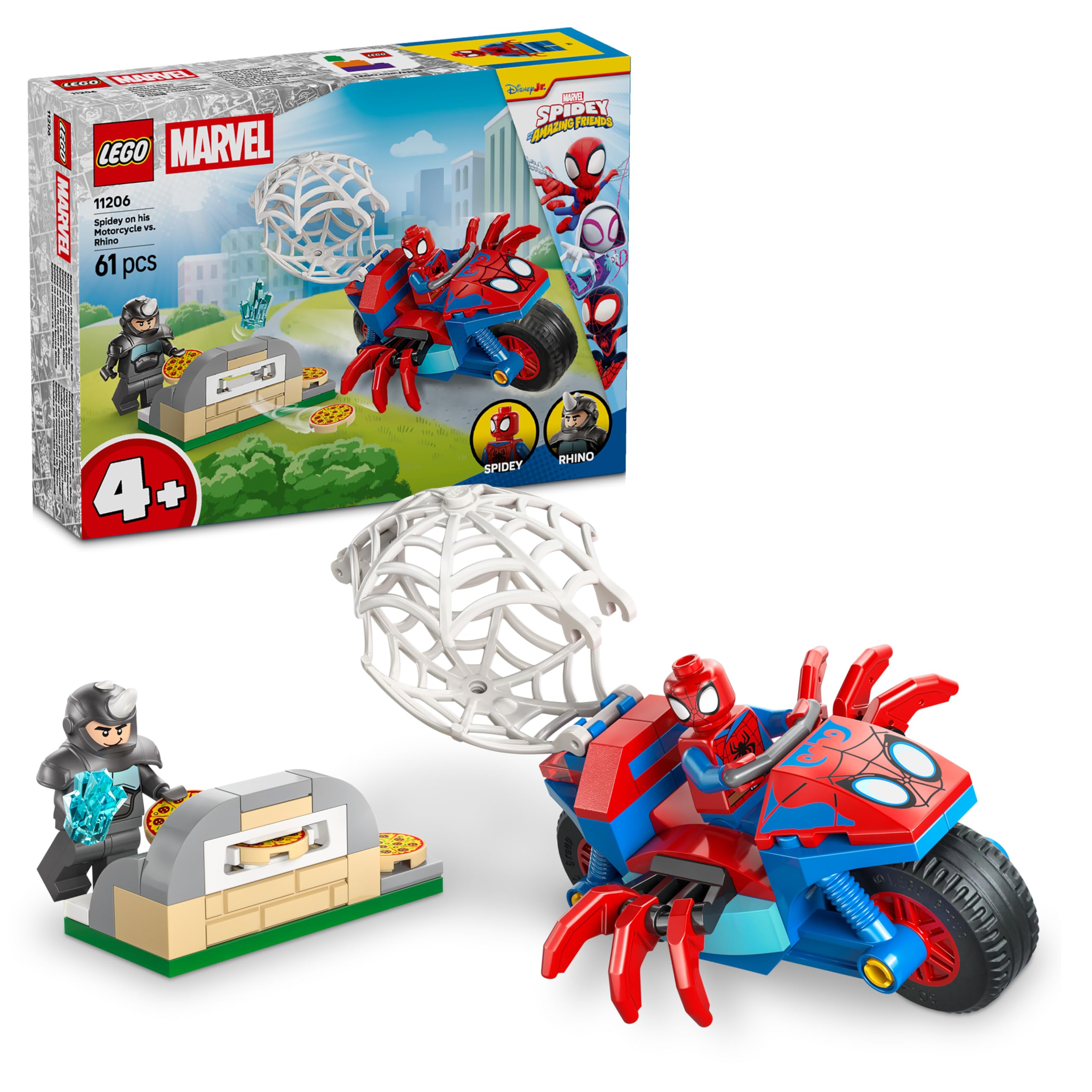 LEGO Marvel Spidey on his Motorcycle vs. Rhino Building Set - Ages 4+ | 11206 1