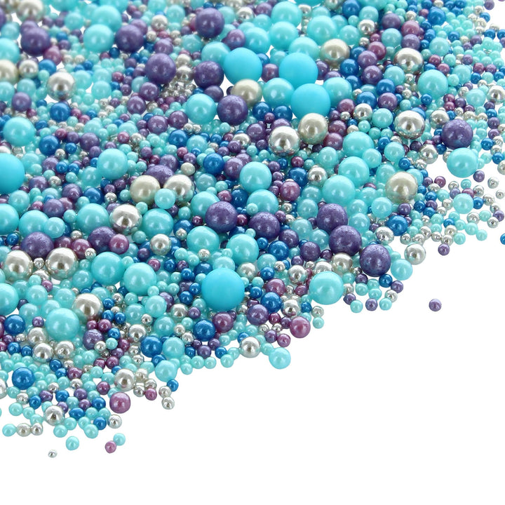Baked with Love - Aqua Pearl Sprinkles Blue, Purple, Silver Sugar Cake Decorations 100g