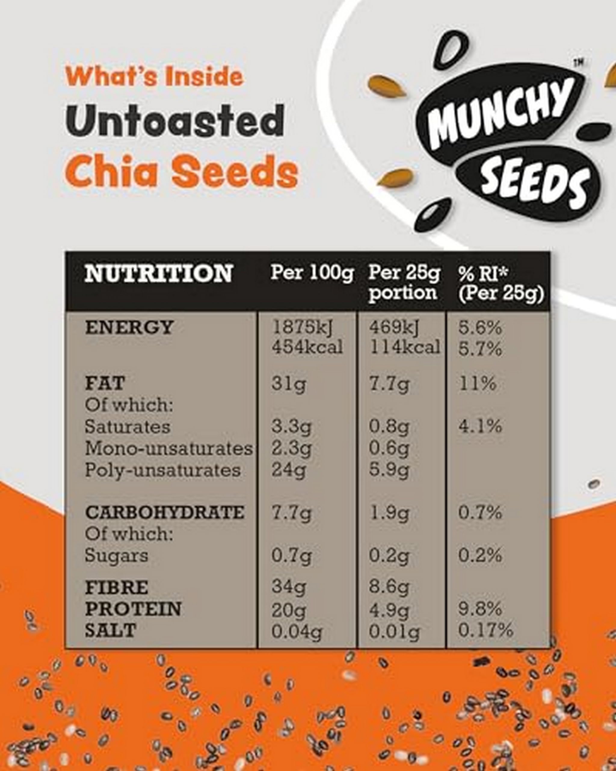 Munchy Seeds Raw Chia Seeds - 1kg Bag | High Protein | Gluten Free | Vegan 8