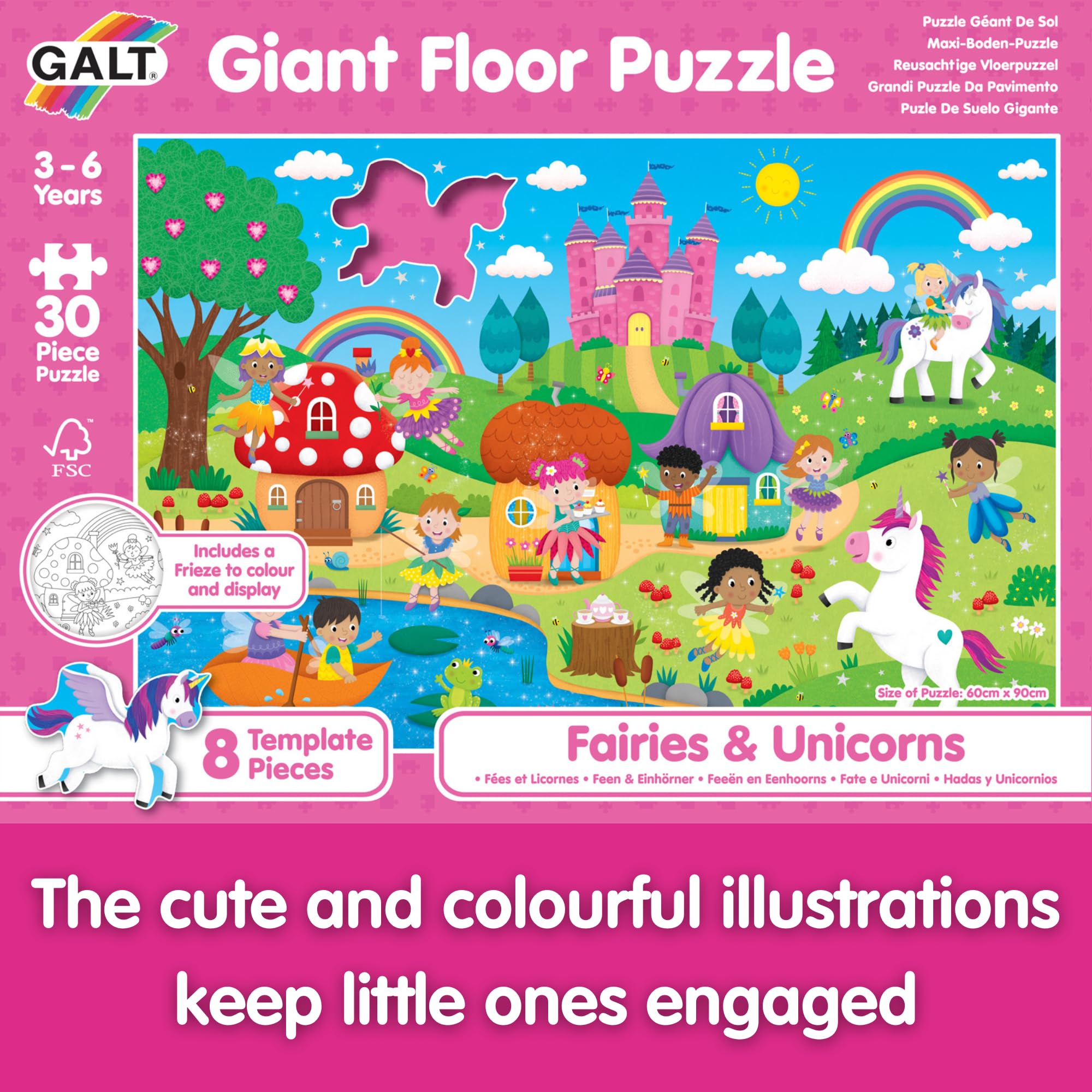 Galt Giant Floor Jigsaw Puzzle Fairies and Unicorns - 30 Pieces | Ages 3-6 3
