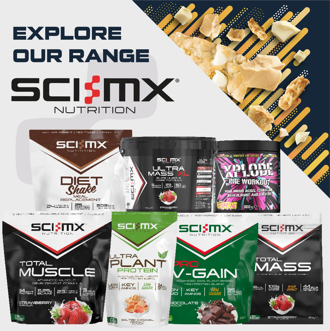 SCI-MX Protein White Chocolate Chip Blondie Box - 12 x 65g High Protein Snack