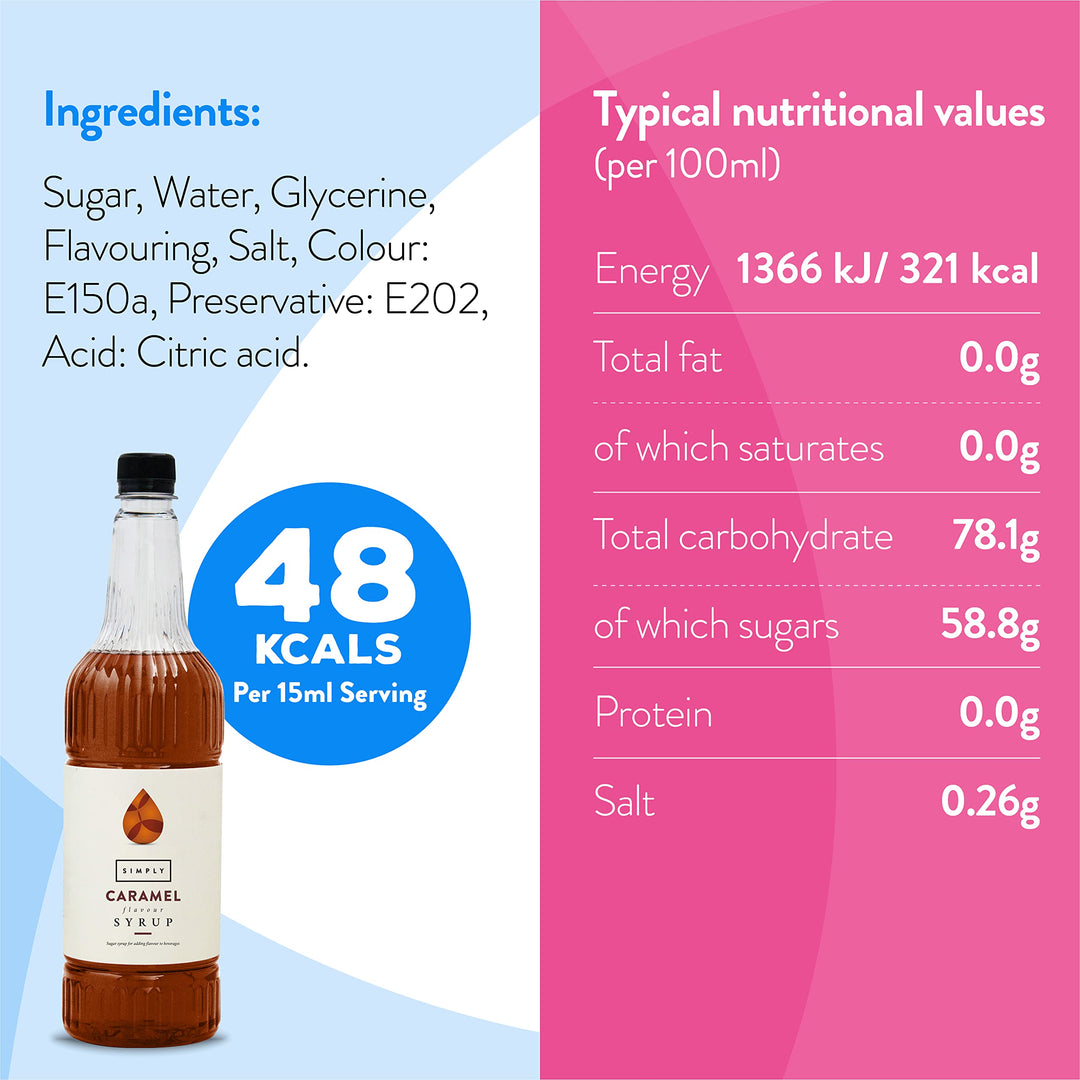 Simply - Caramel Syrup Vegan & Nut Free for Coffee, Cocktails & Baking (1 Litre)