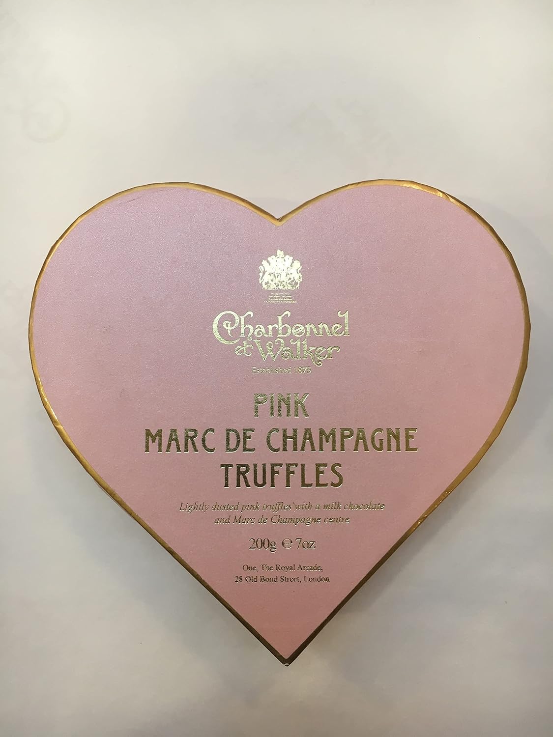 Charbonnel et Walker Pink Marc de Champagne Truffles in Heart Shaped Box 200g 3