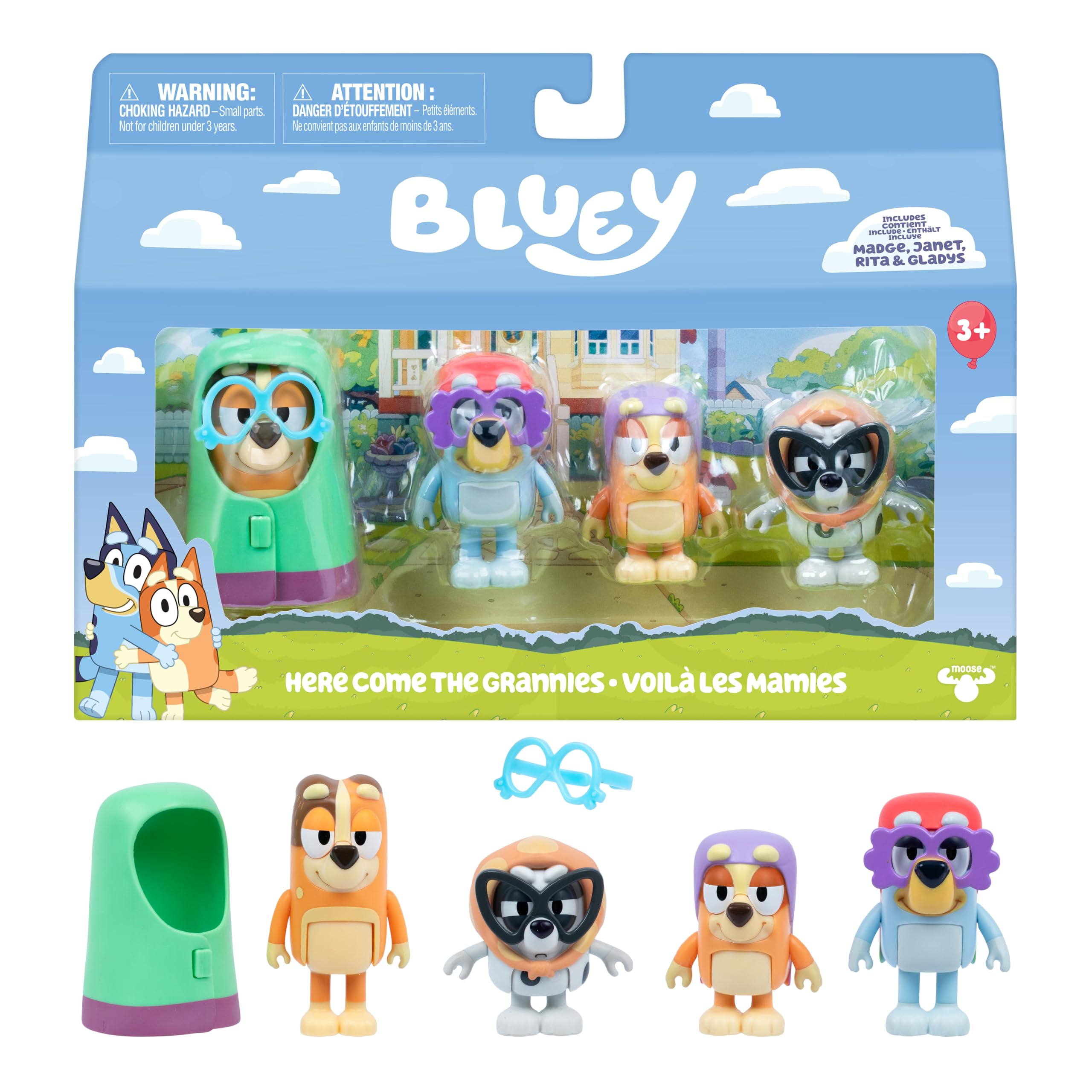 Bluey Here Come the Grannies Figure 4-Pack | 2.5-3 Inches | Ages 3+