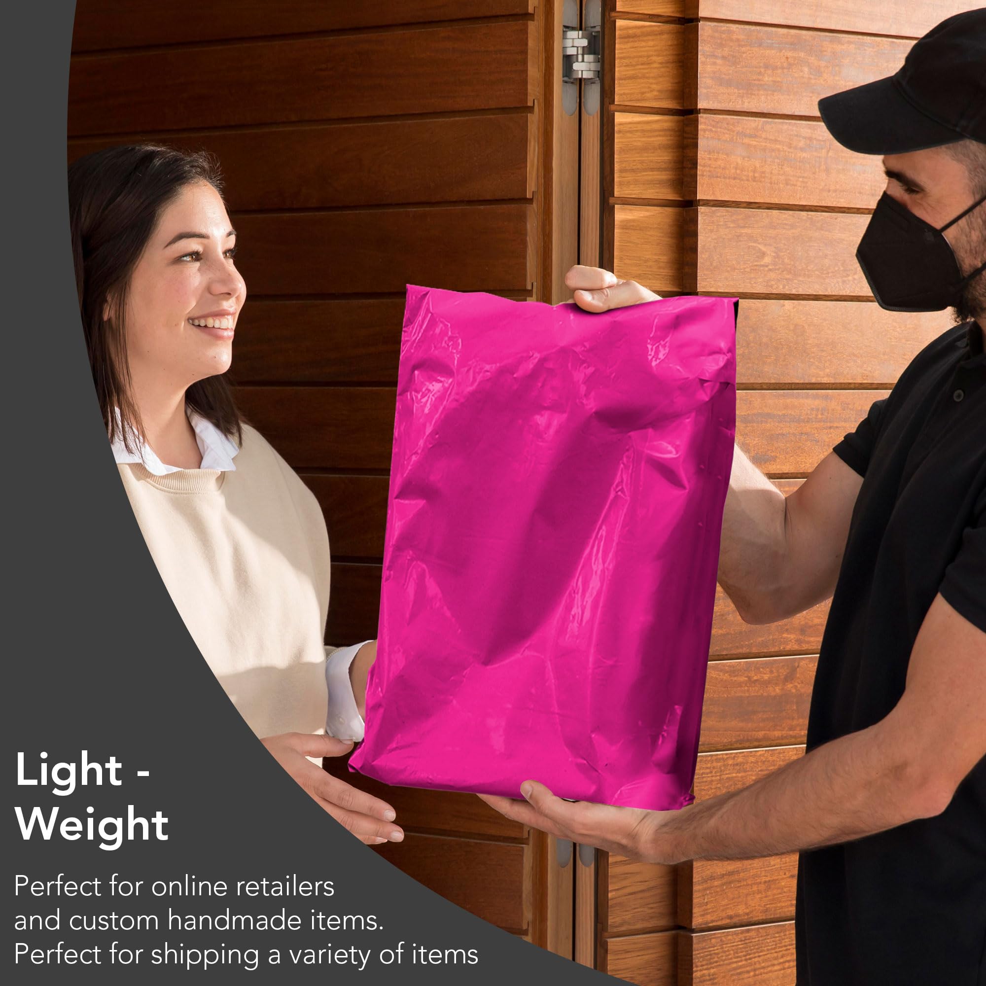 iSOUL 125 Assorted Hot Pink Poly Mailing Bags - 5 Sizes, Self-Seal, Water Resistant | 60 Micron 2