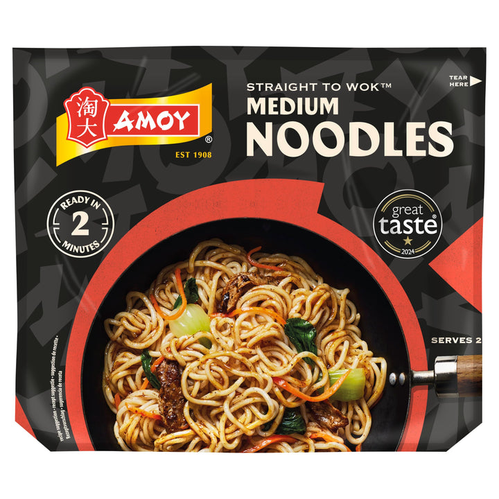 Amoy Straight to Wok Medium Noodles, 2 x 150g
