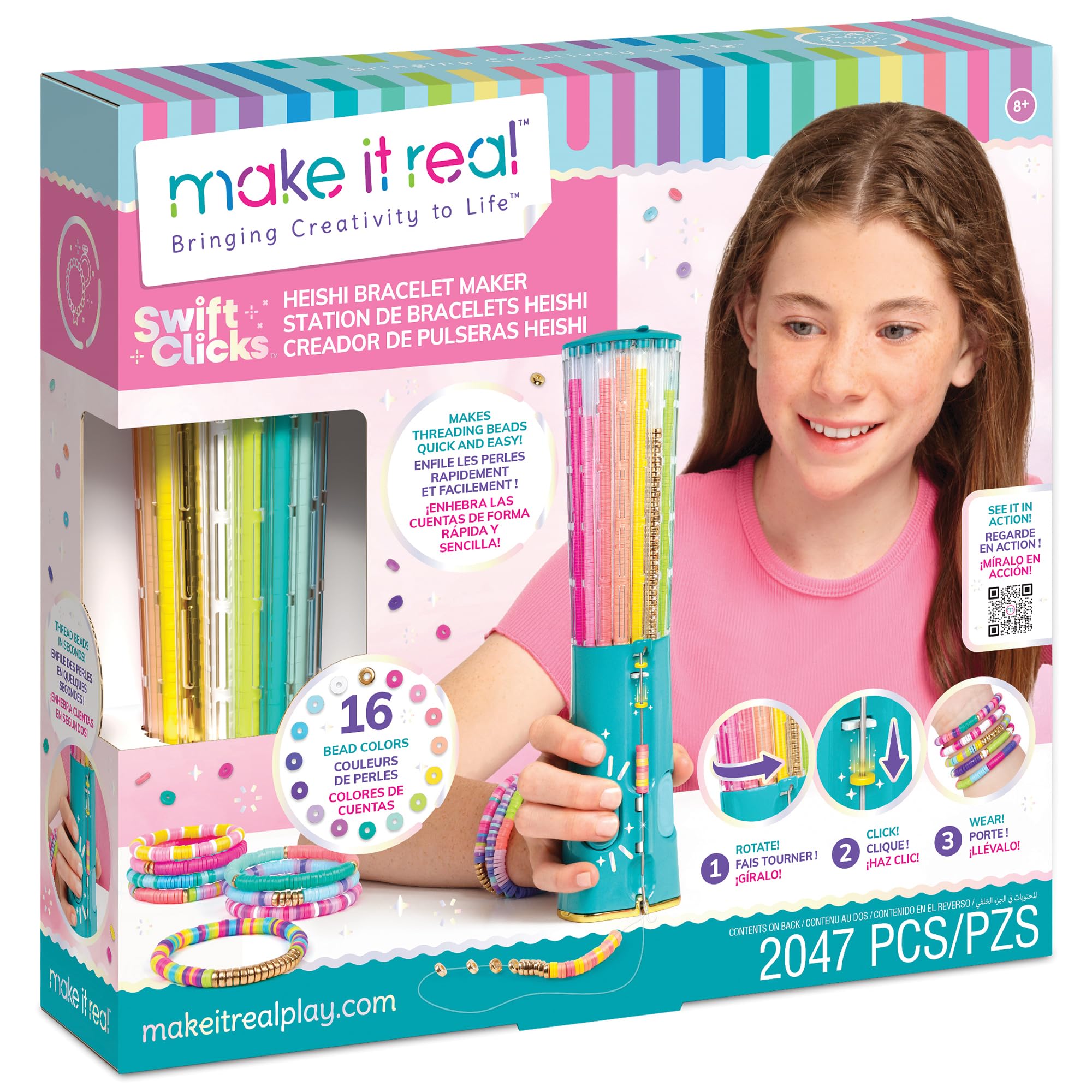 Make It Real Swift Clicks Heishi Bracelet Maker - 23 Bracelets | 2040 Beads | Ages 8+ 1