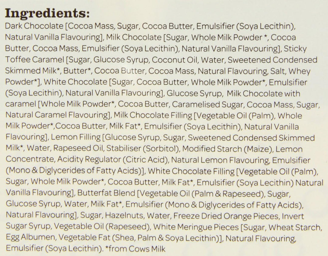 Lily O'Brien's Ultimate Chocolate Collection, 190g - Assorted Milk, Dark & White Chocolates