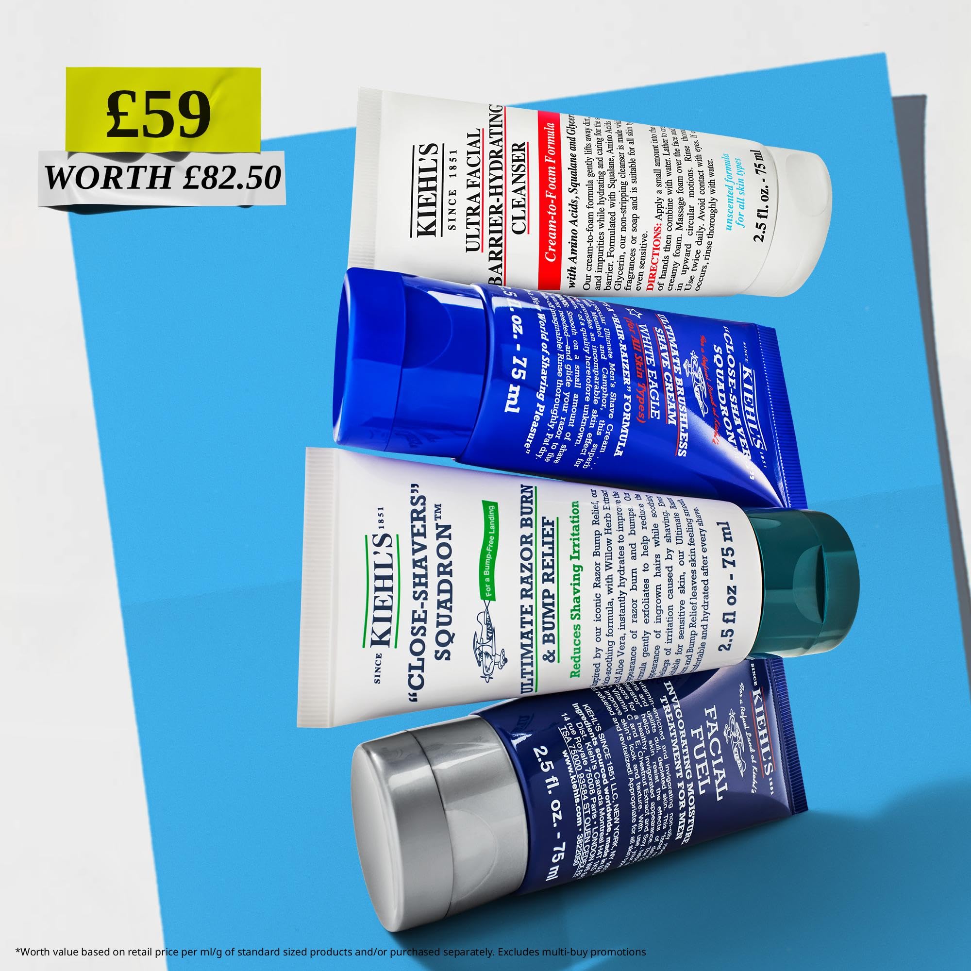 Kiehl's Get Up and Groom Men's Shave Collection Gift Set | 4 Piece Set (75 ml x 4) 2