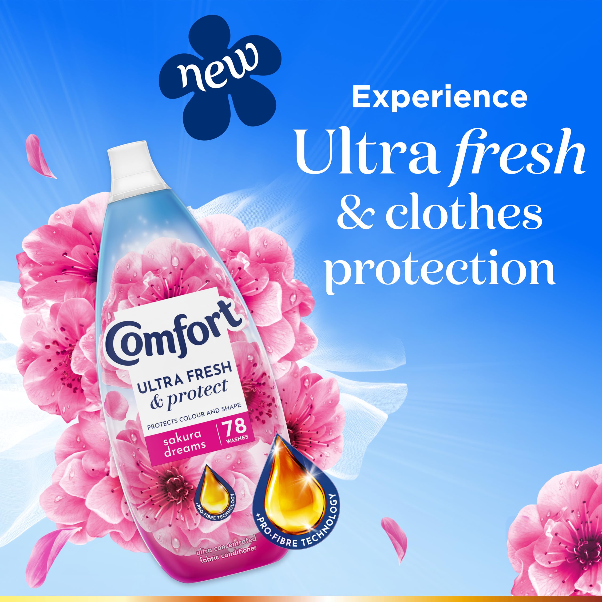 Comfort Ultra Fresh & Protect Sakura Dreams Liquid Fabric Softener | 1.17L | Protects Fibres & Locks in Colour 5