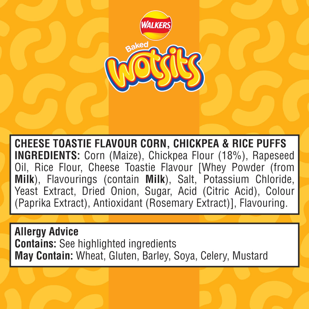 Walkers Wotsits Cheese Toastie 6 Pack Crisps - Baked Cheese Flavoured Snacks Made with Chickpea
