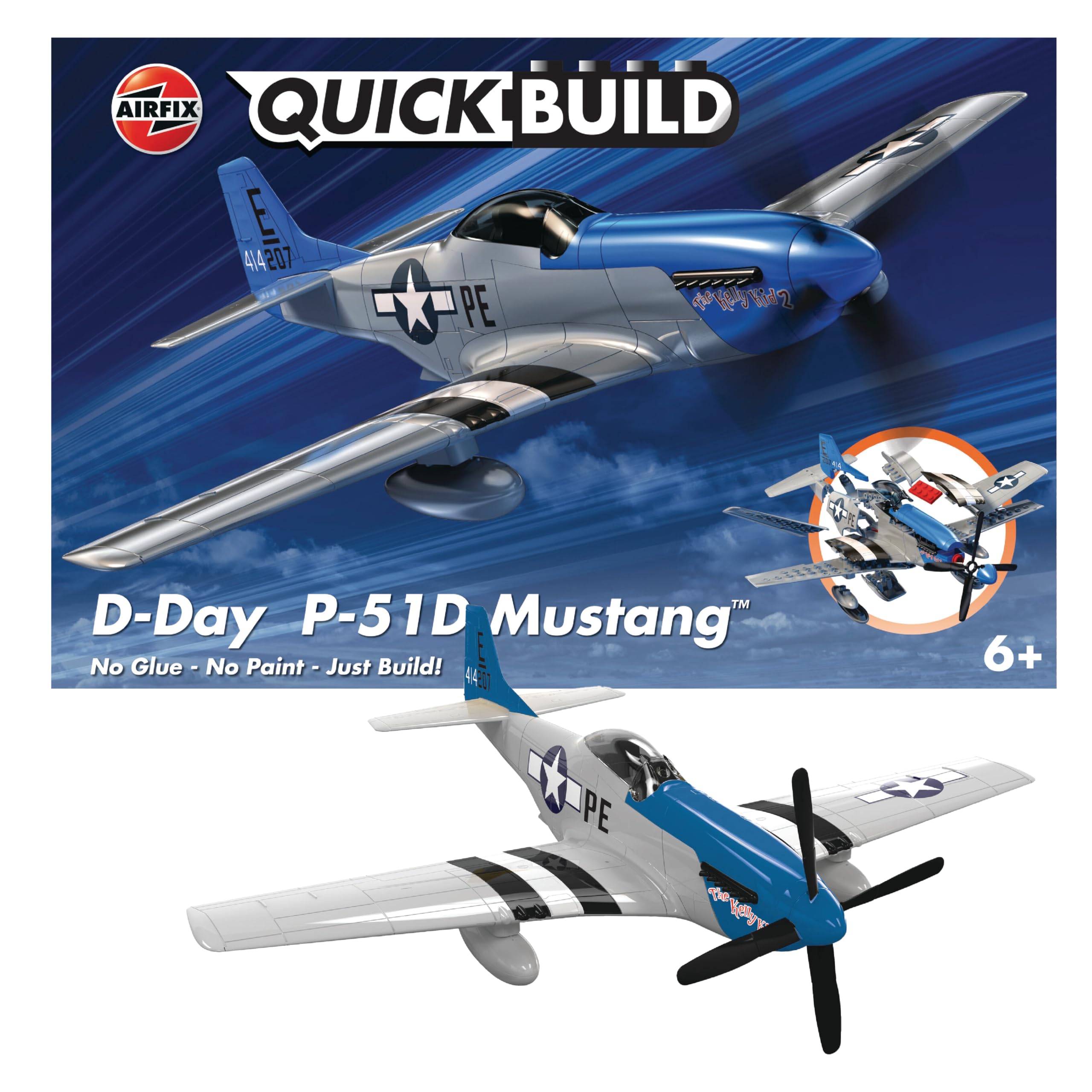 Airfix QUICKBUILD P-51D Mustang Model Kit - Snap-Together Aircraft Model for Kids 5+ 1