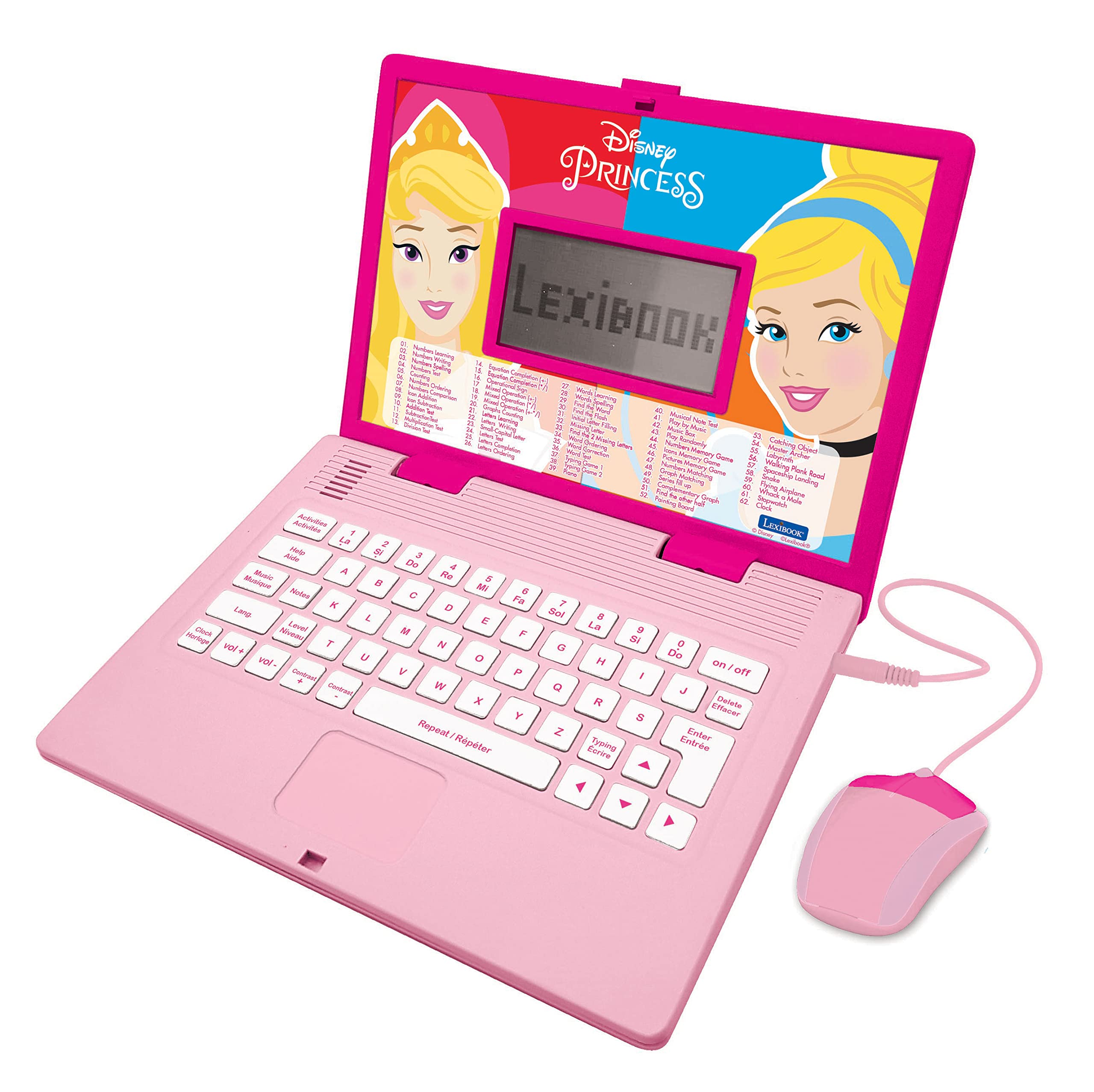 LEXIBOOK Disney Princess Educational Bilingual Laptop French/English | Ages 3+ | 124 Activities 1