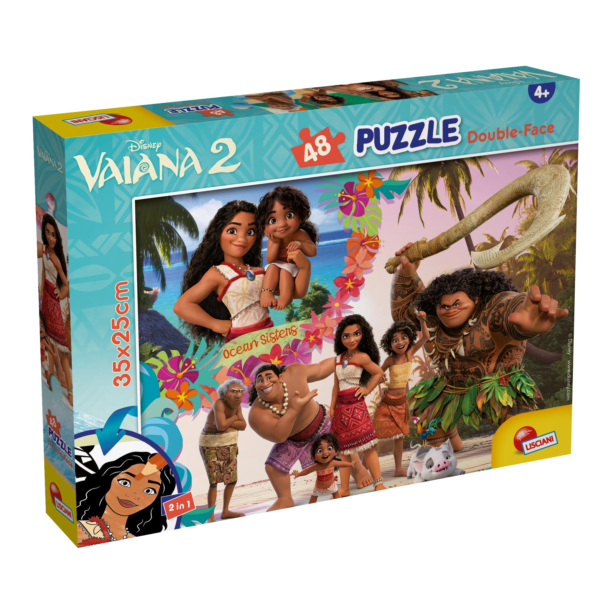 Liscianigiochi DISNEY Vaiana MaxiPlus Puzzle - 48 Piece Double Sided for Ages 4+