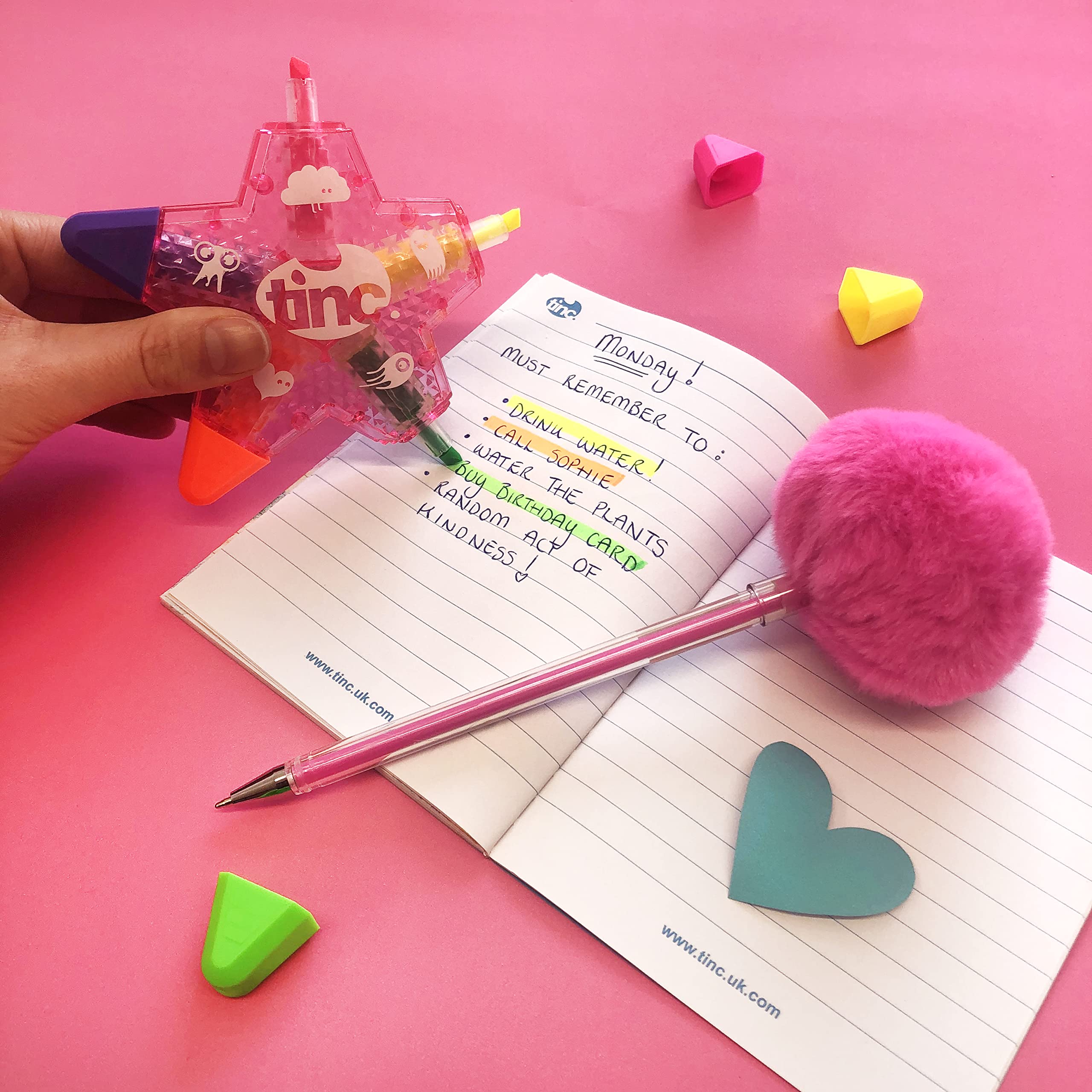 Tinc Fluffy Pom Pom Ballpoint Pen - Pink Ink, 0.5mm Line Size, Erasable | Pack of 1 3
