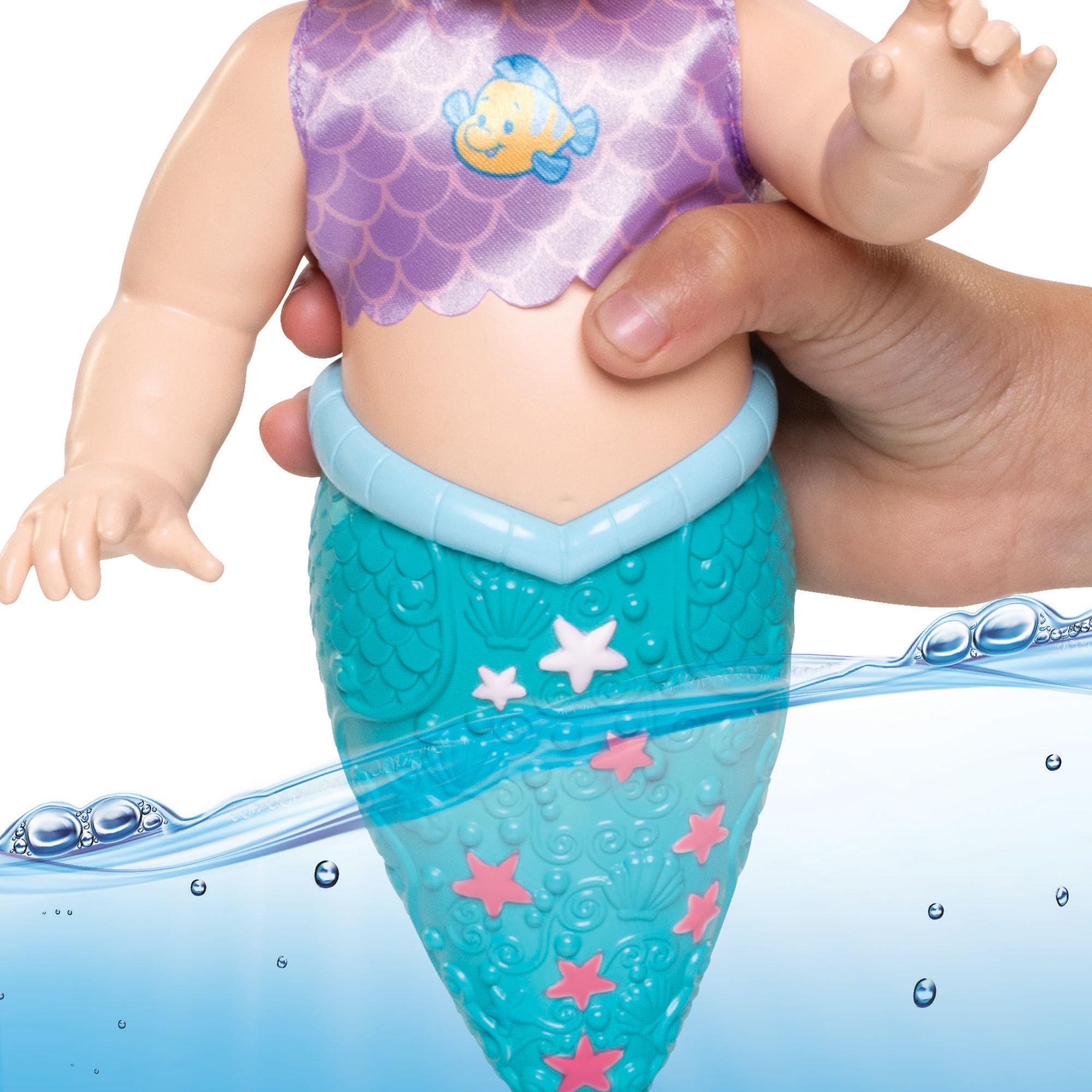 Disney Princess Bathtime Baby Ariel Playset - Color Change Mermaid Doll with Water Squirters 7