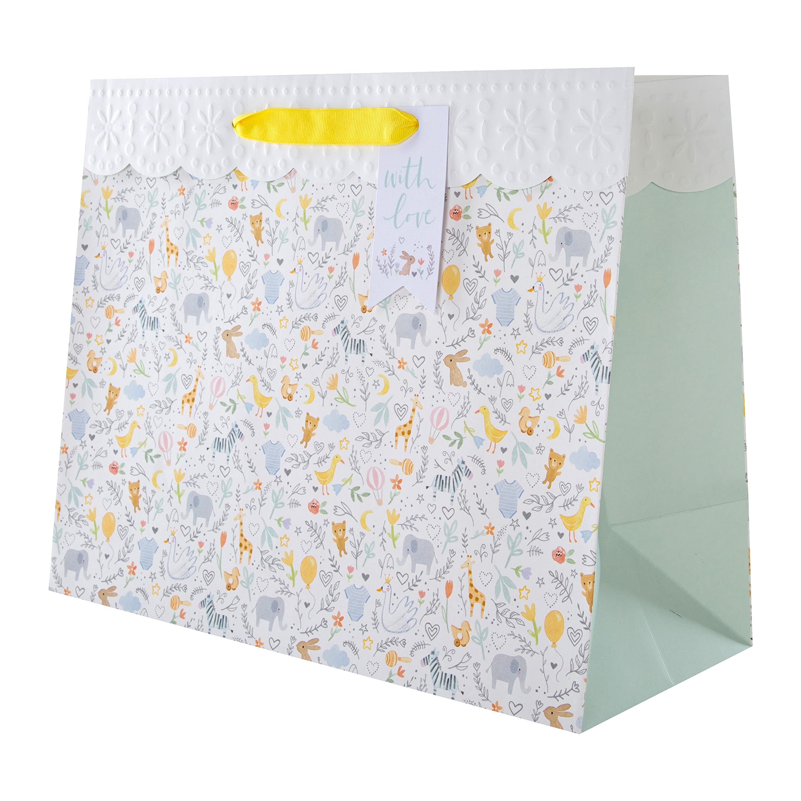 Hallmark Large New Baby Gift Bag - Cute Illustrated Animal Design | 33cm x 26.5cm 1
