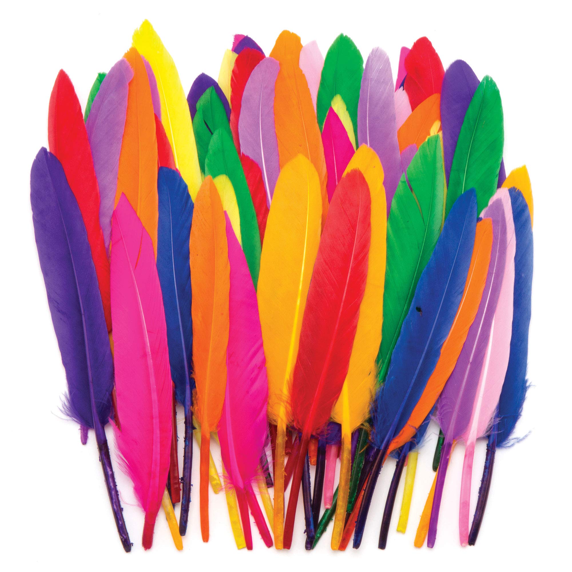 Baker Ross AR245 Mini Quill Feathers Value Pack - 80 Assorted Colours, 13cm | Craft & Decor