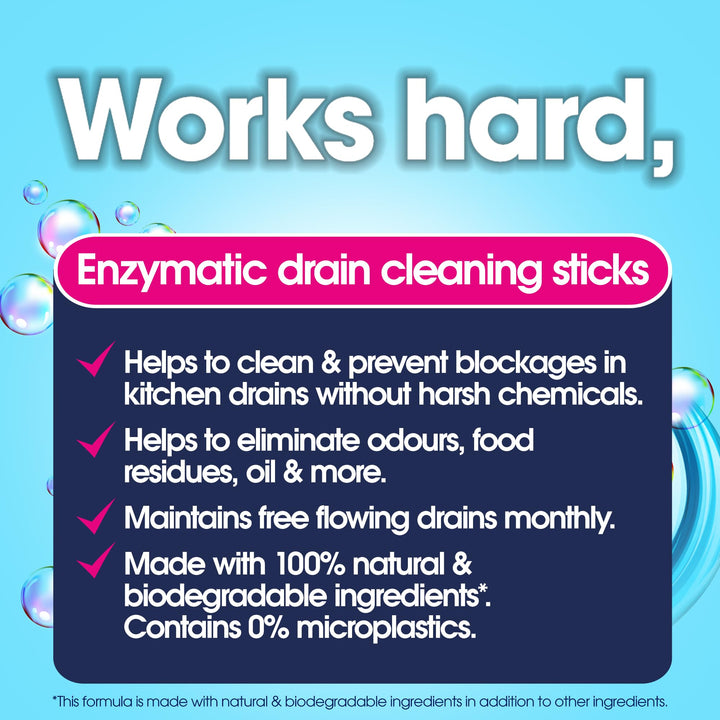 Ecozone Enzymatic Drain Sticks - Pack of 12 for Natural Drain Maintenance