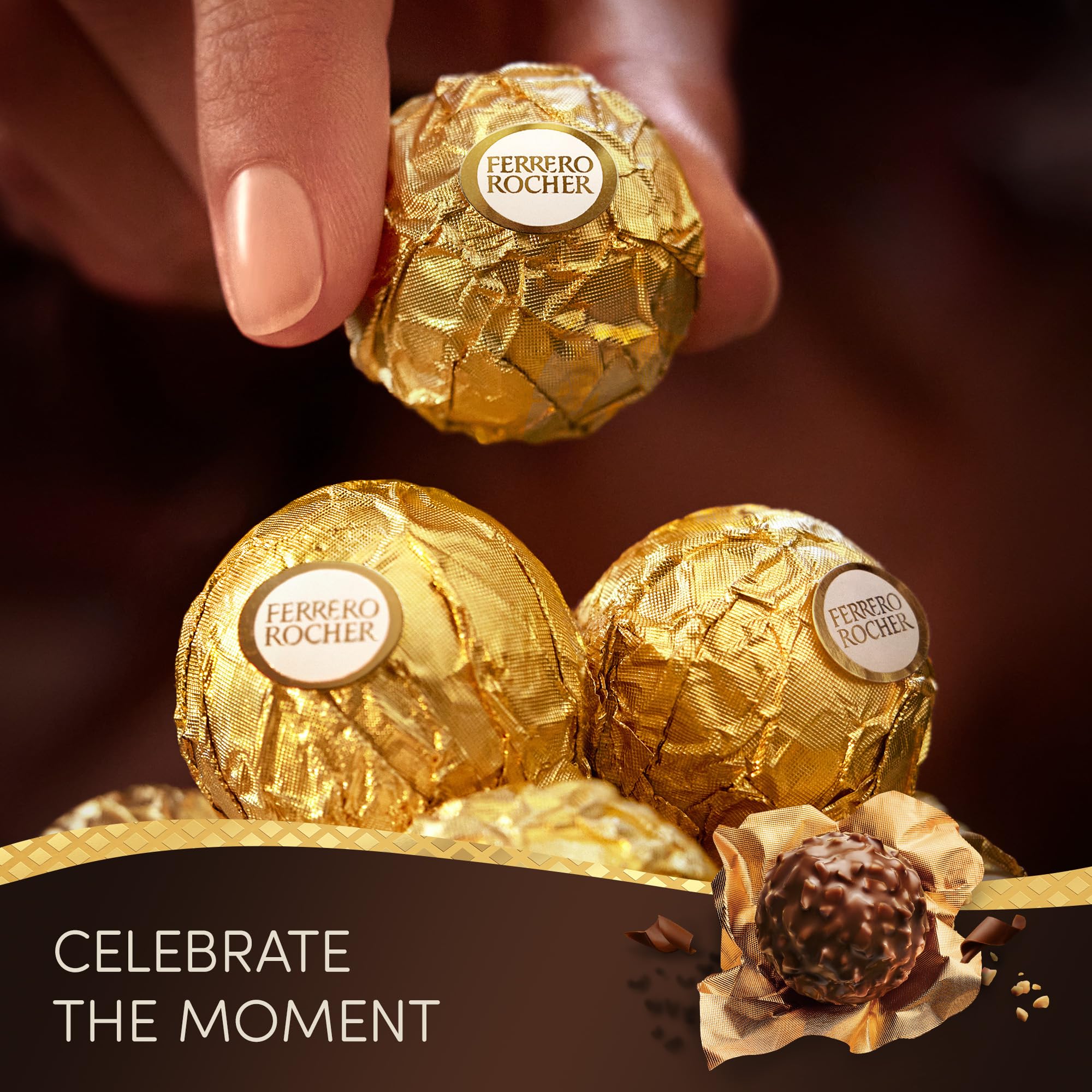 Ferrero Rocher Pralines Chocolate Candy Variety Pack - 48 Pieces, 600g Bulk Box 6
