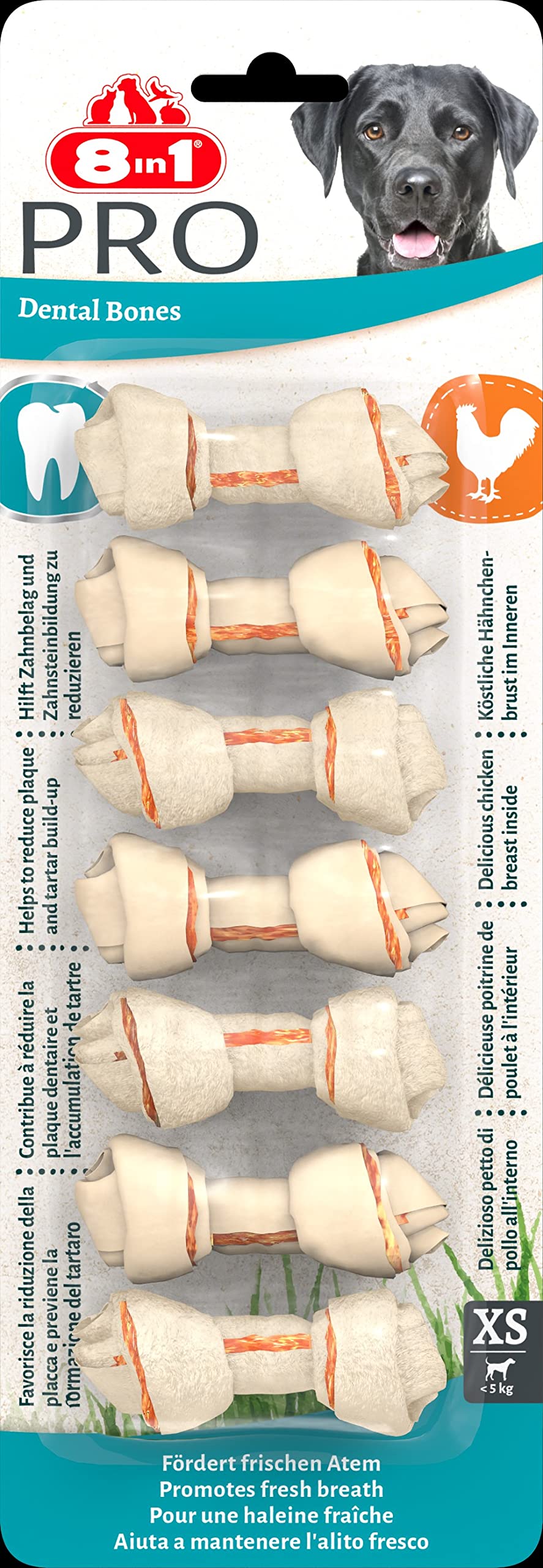 8in1 Dental Delights Bones XS - Chicken & Beef Hide Chew for Plaque Removal | Low Fat Snack 7
